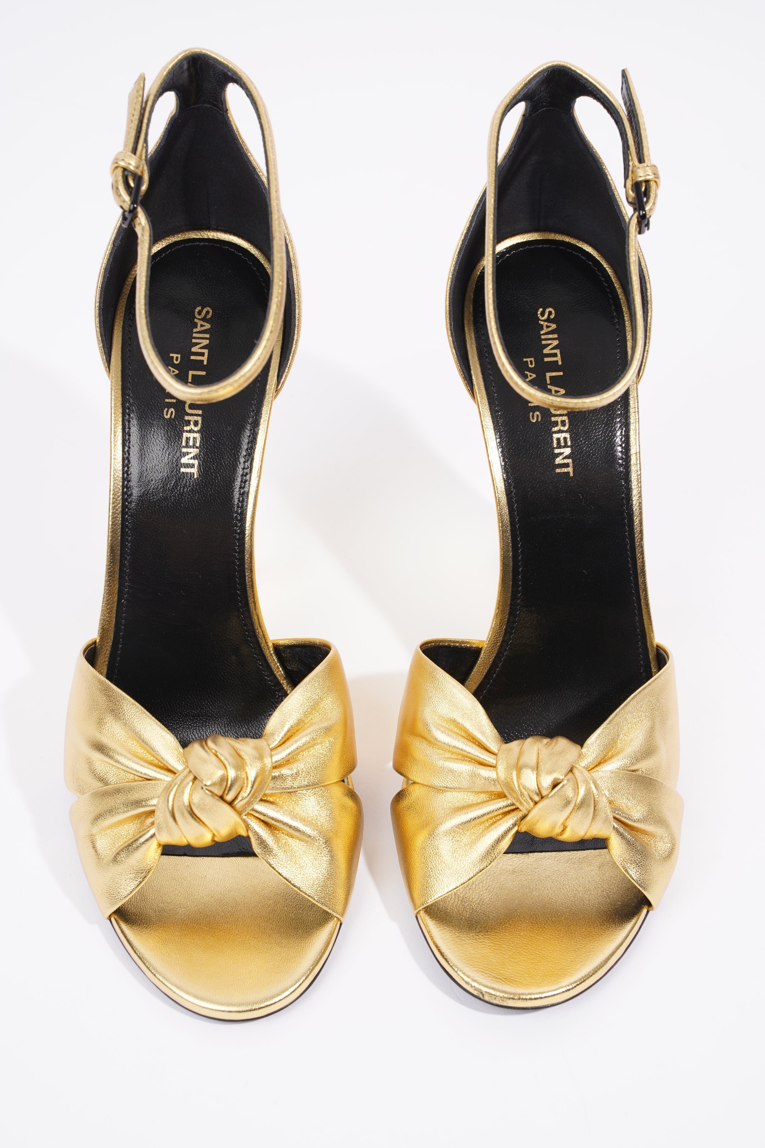 Saint Laurent Lila Wedge 105 Gold Leather EU 39 UK 6