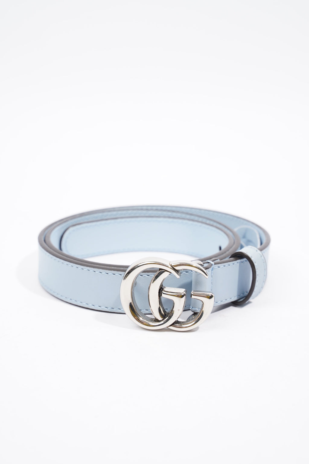 Gucci Interlocking Belt Baby Blue Leather 70cm 28"