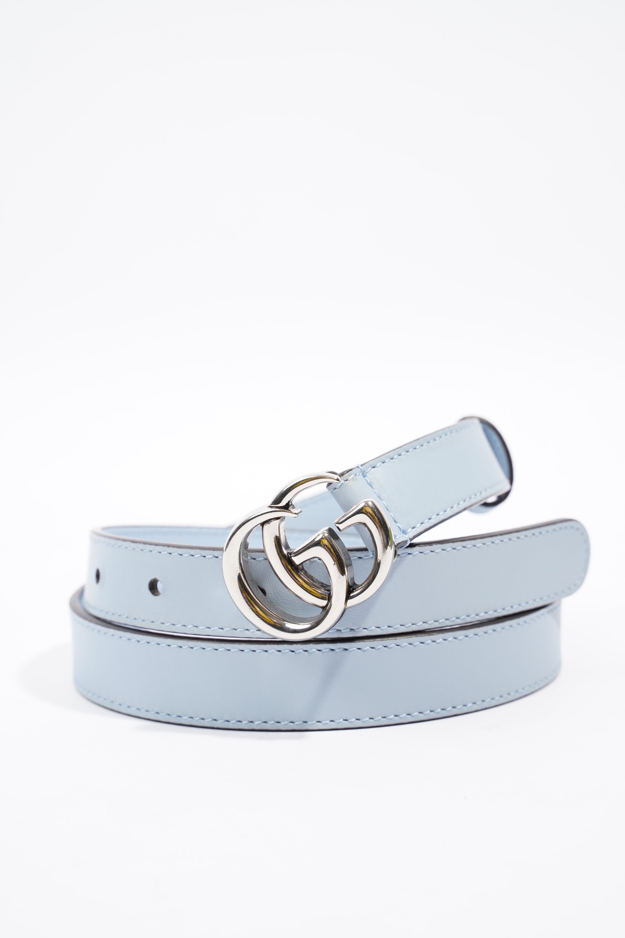 Gucci Interlocking Belt Baby Blue Leather 70cm 28"