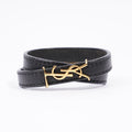 Saint Laurent Double Wrap Bracelet Black / Gold Leather