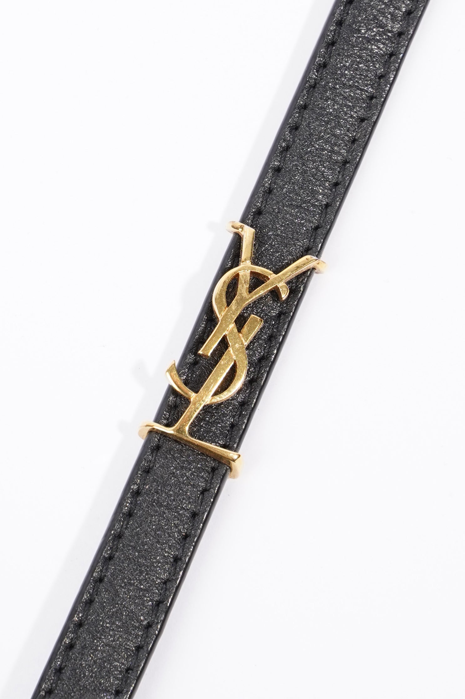 Saint Laurent Double Wrap Bracelet Black / Gold Leather