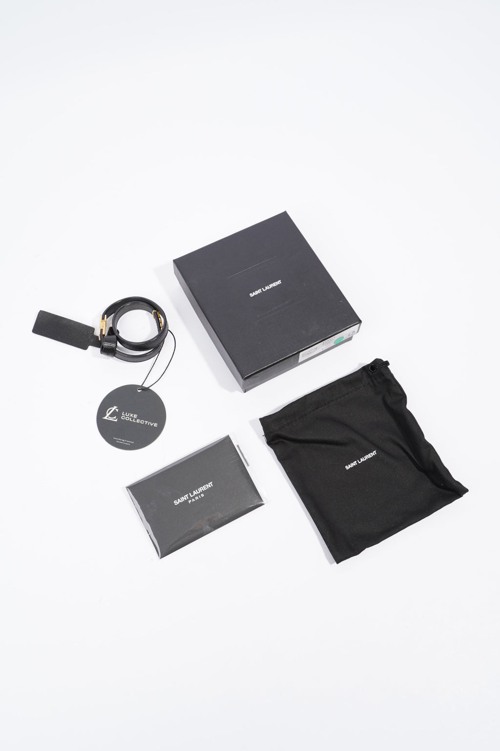 Saint Laurent Double Wrap Bracelet Black / Gold Leather