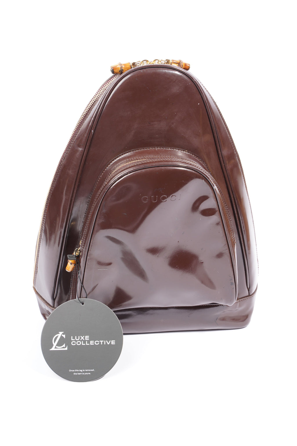 Gucci Bamboo Sling Bag Brown Patent Leather