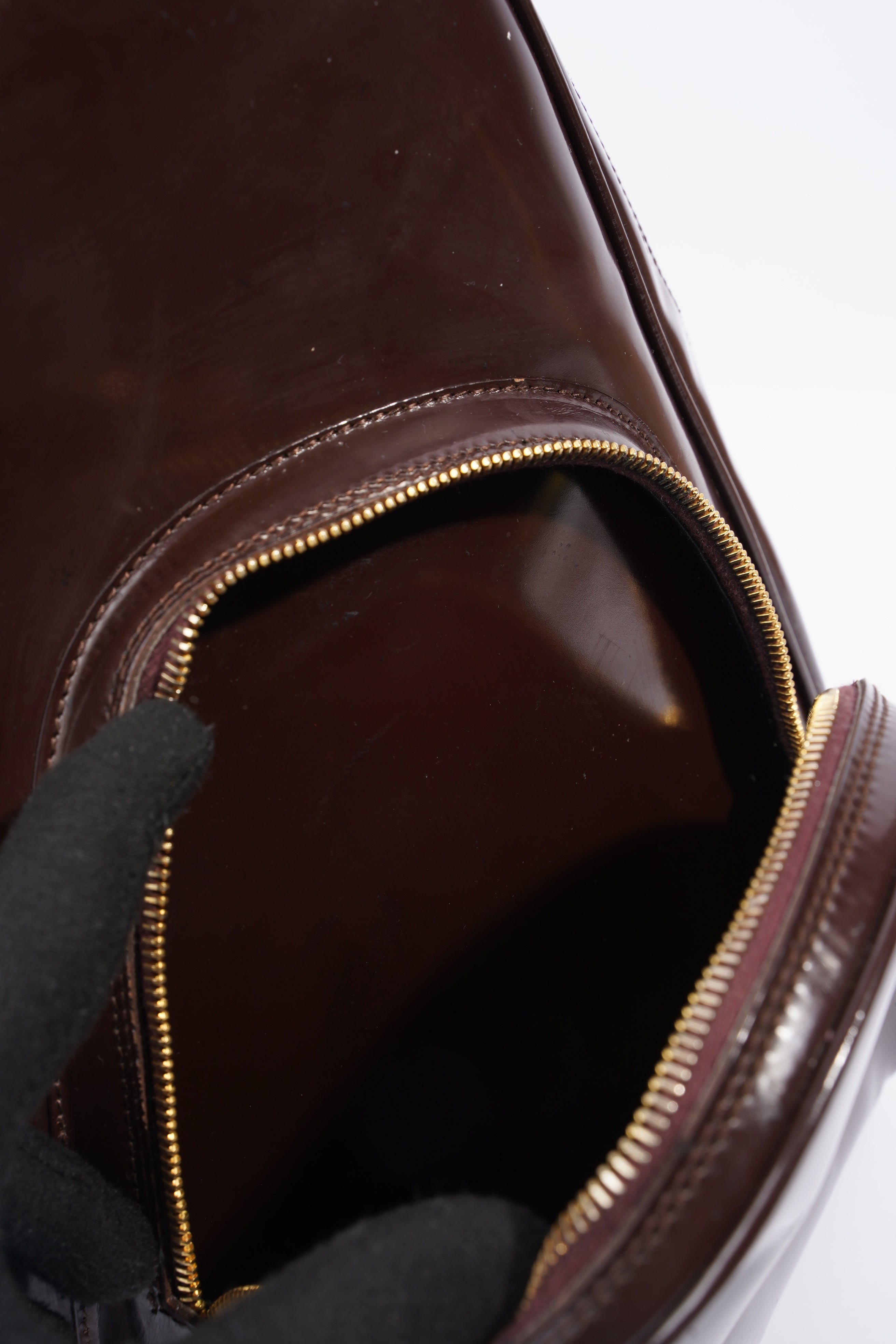 Gucci Bamboo Sling Bag Brown Patent Leather