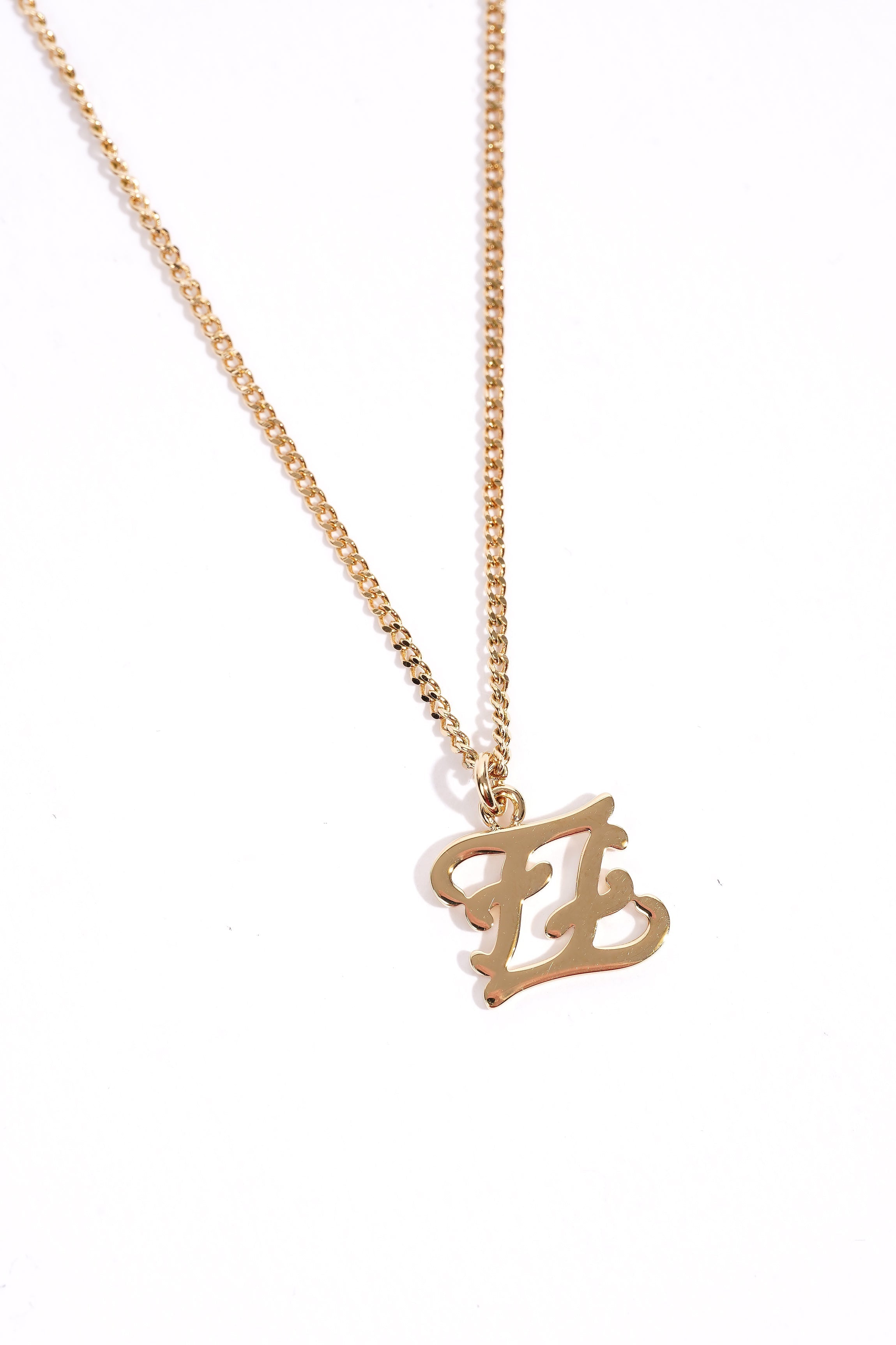 Fendi Karligraphy Necklace Gold Gold Plated