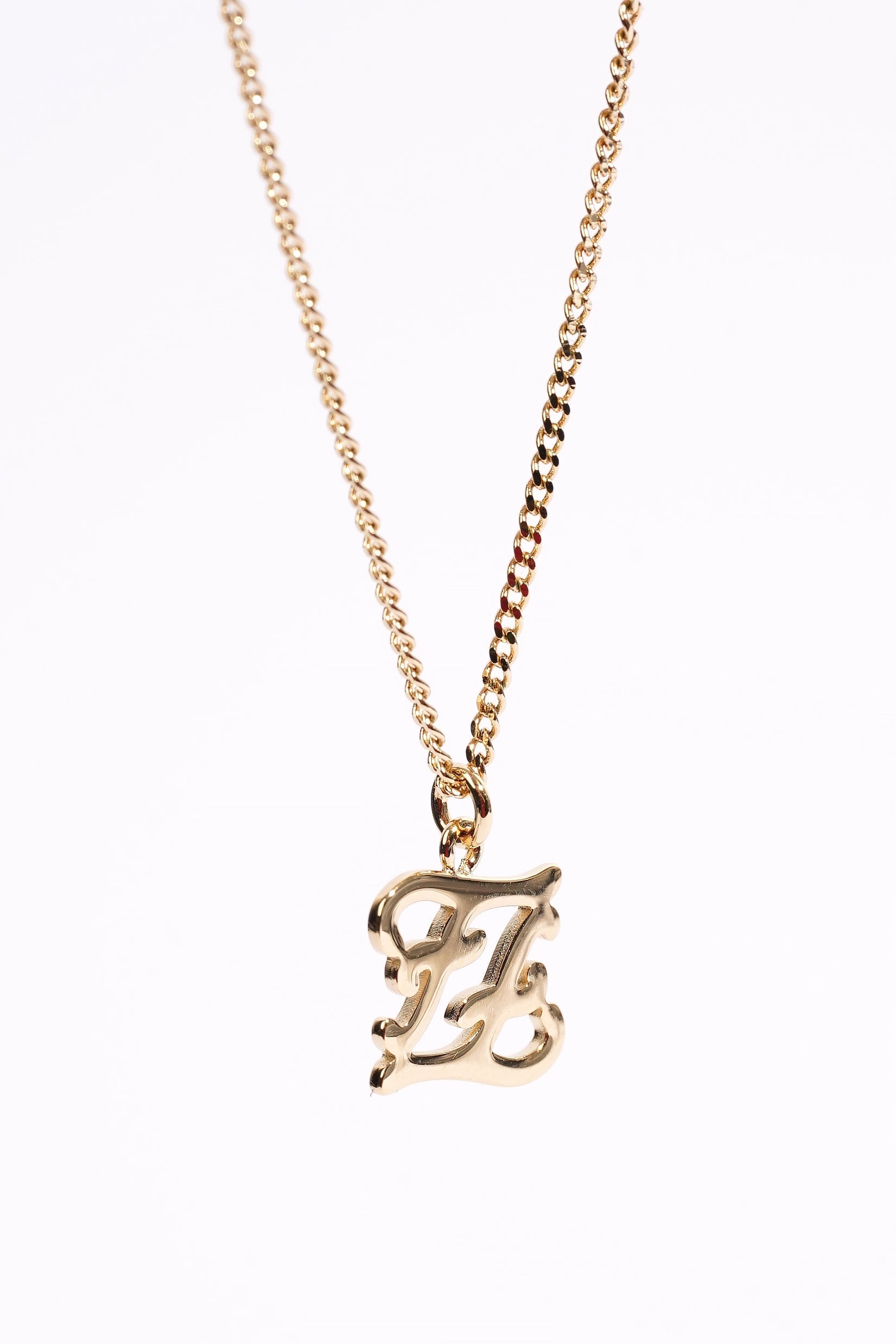 Fendi Karligraphy Necklace Gold Gold Plated