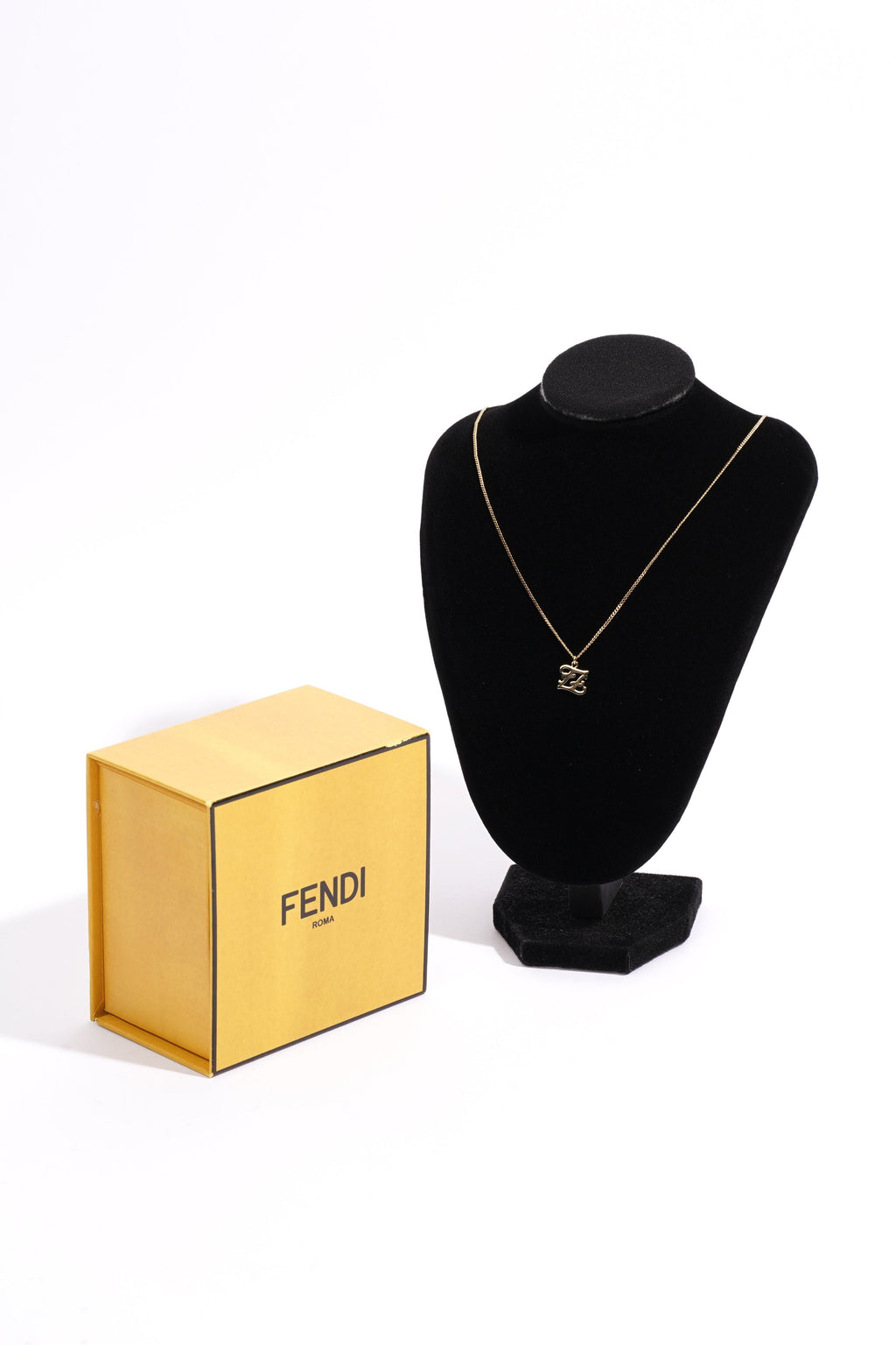 Fendi Karligraphy Necklace Gold Gold Plated