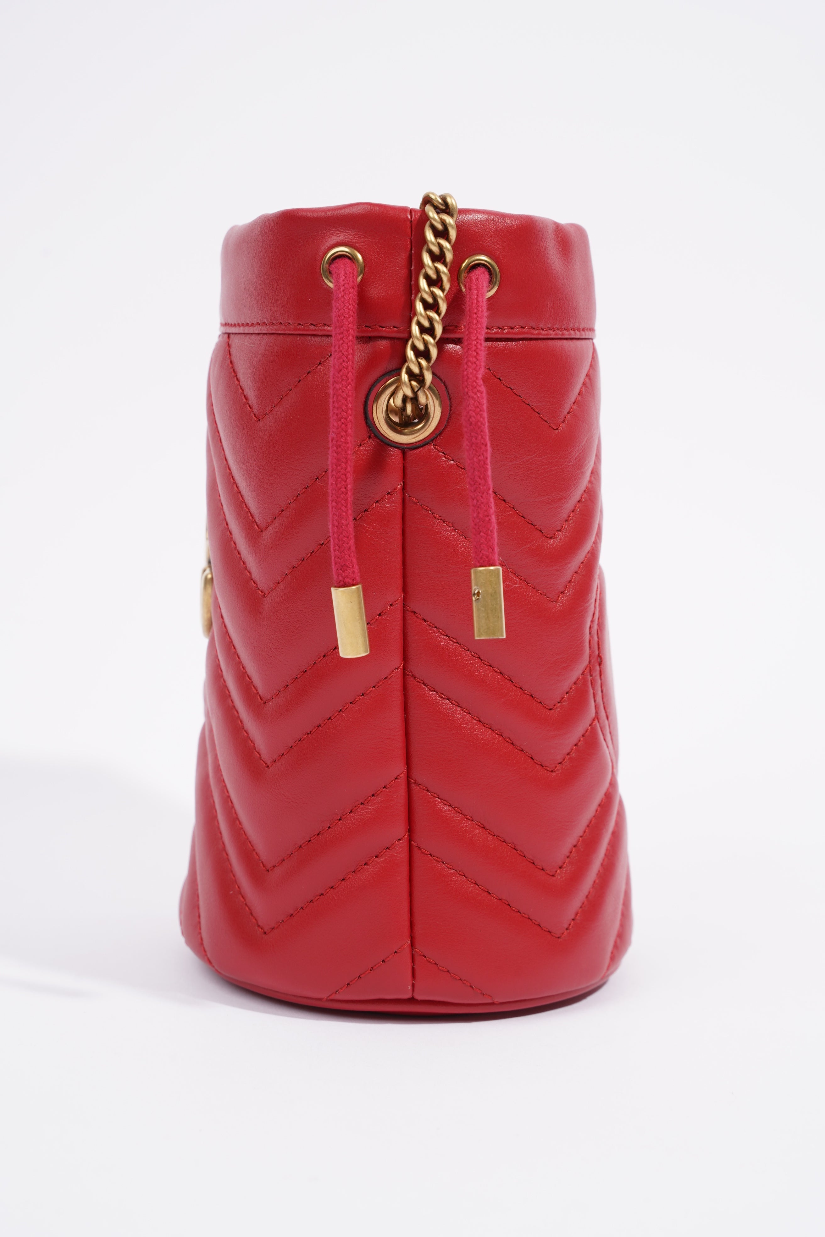 Gucci GG Marmont Bucket Bag Red Leather