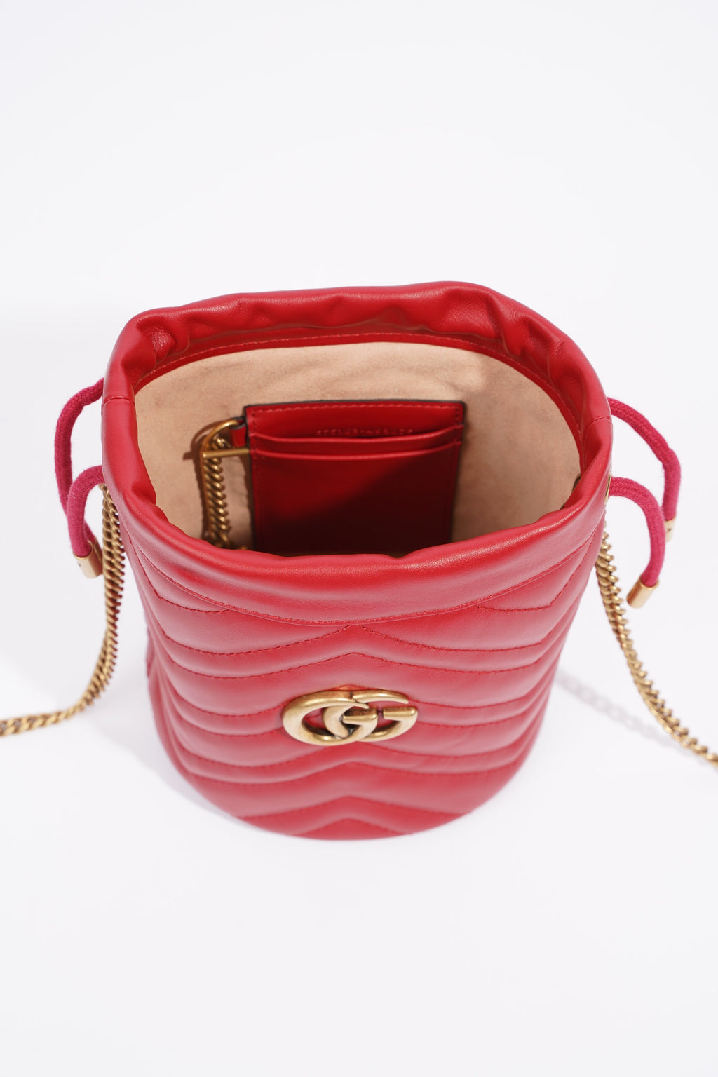 Gucci GG Marmont Bucket Bag Red Leather