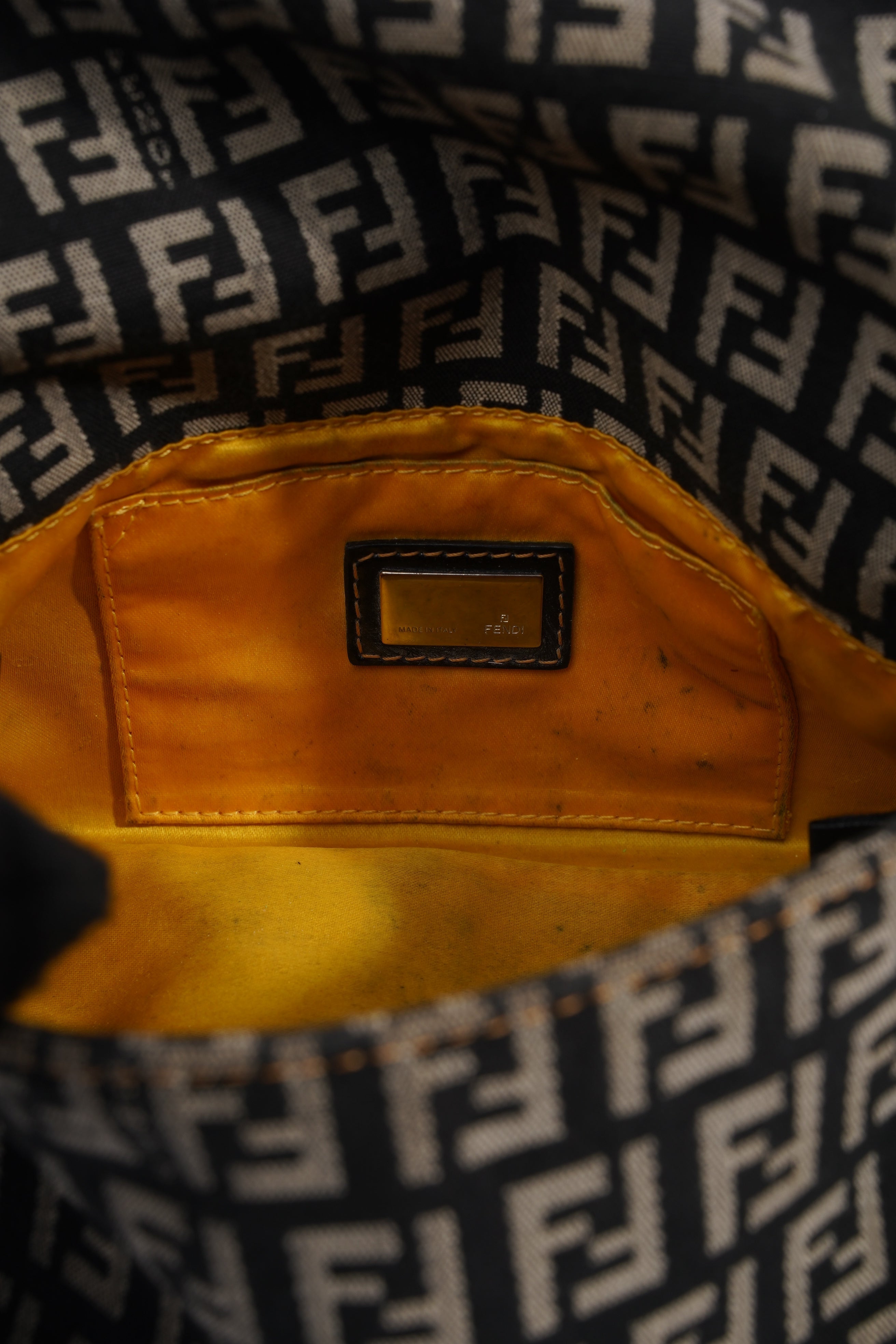 Fendi FF Monogram Baguette Black And Grey Canvas