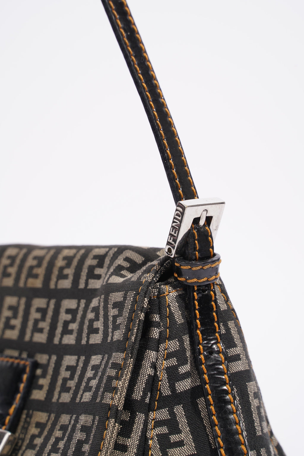 Fendi FF Monogram Baguette Black And Grey Canvas