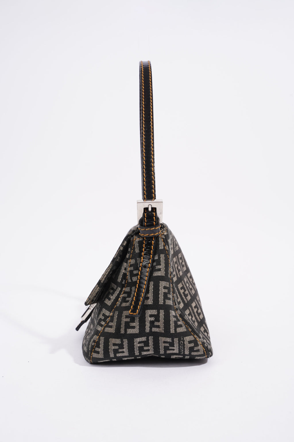 Fendi FF Monogram Baguette Black And Grey Canvas