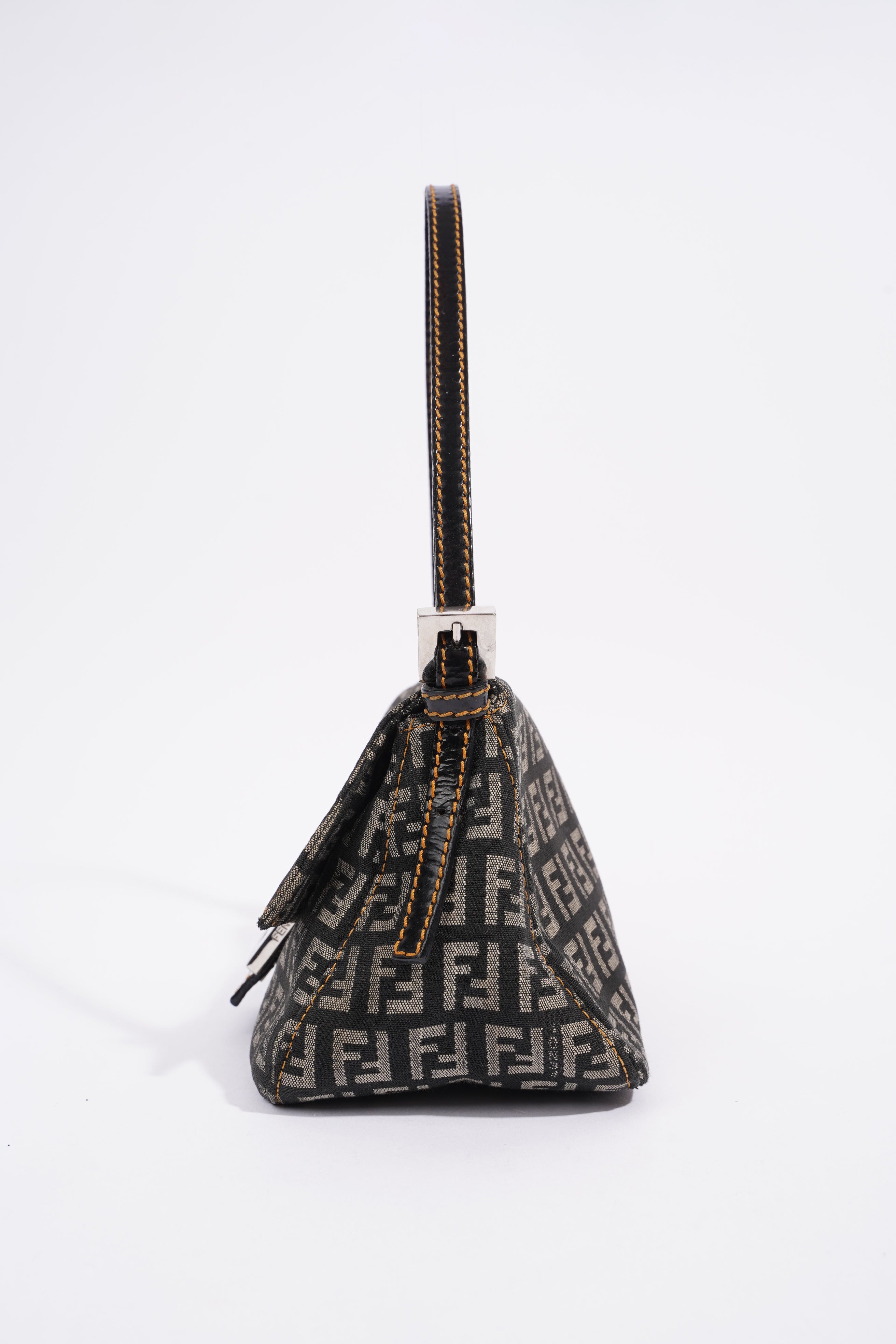 Fendi FF Monogram Baguette Black And Grey Canvas