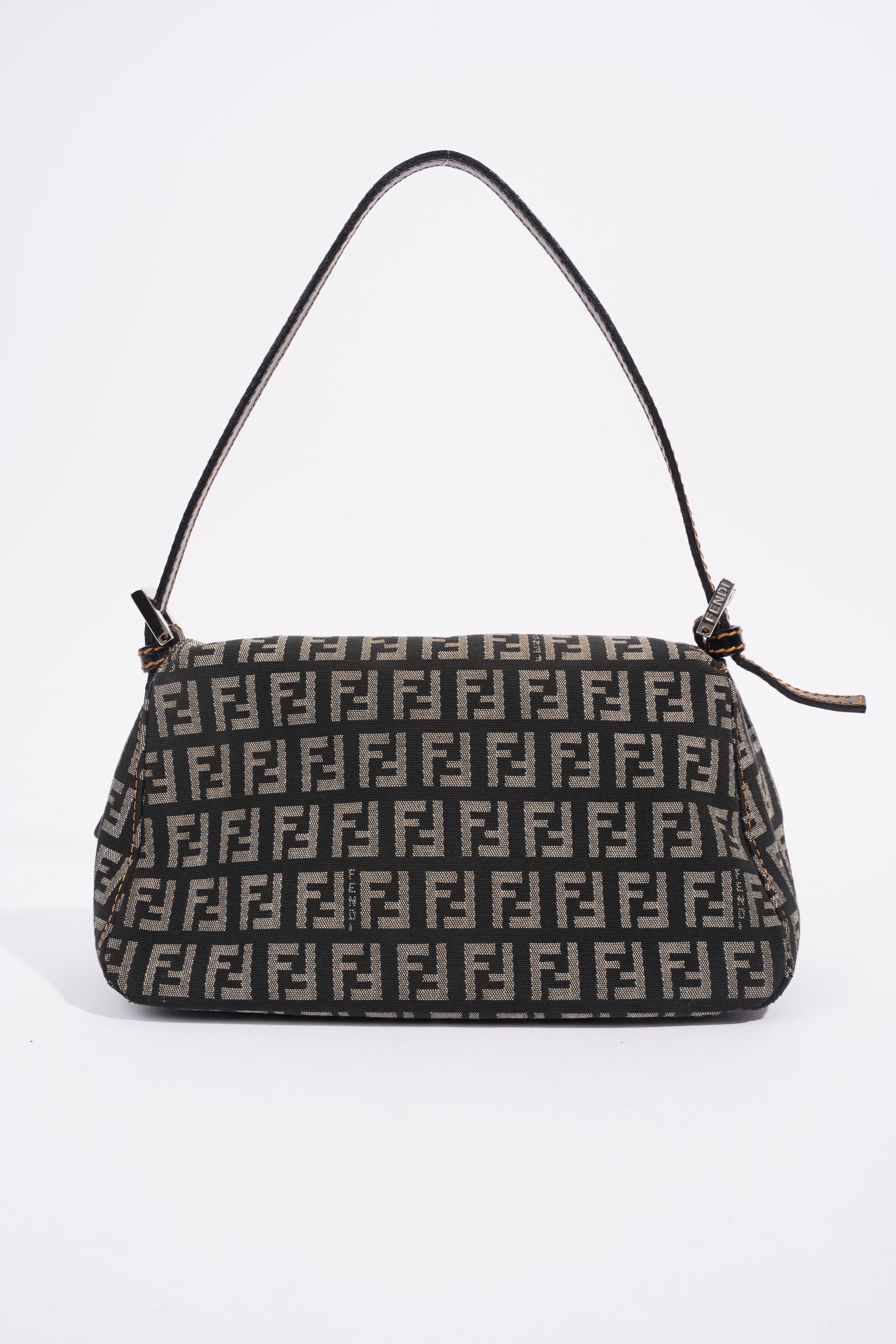 Fendi FF Monogram Baguette Black And Grey Canvas