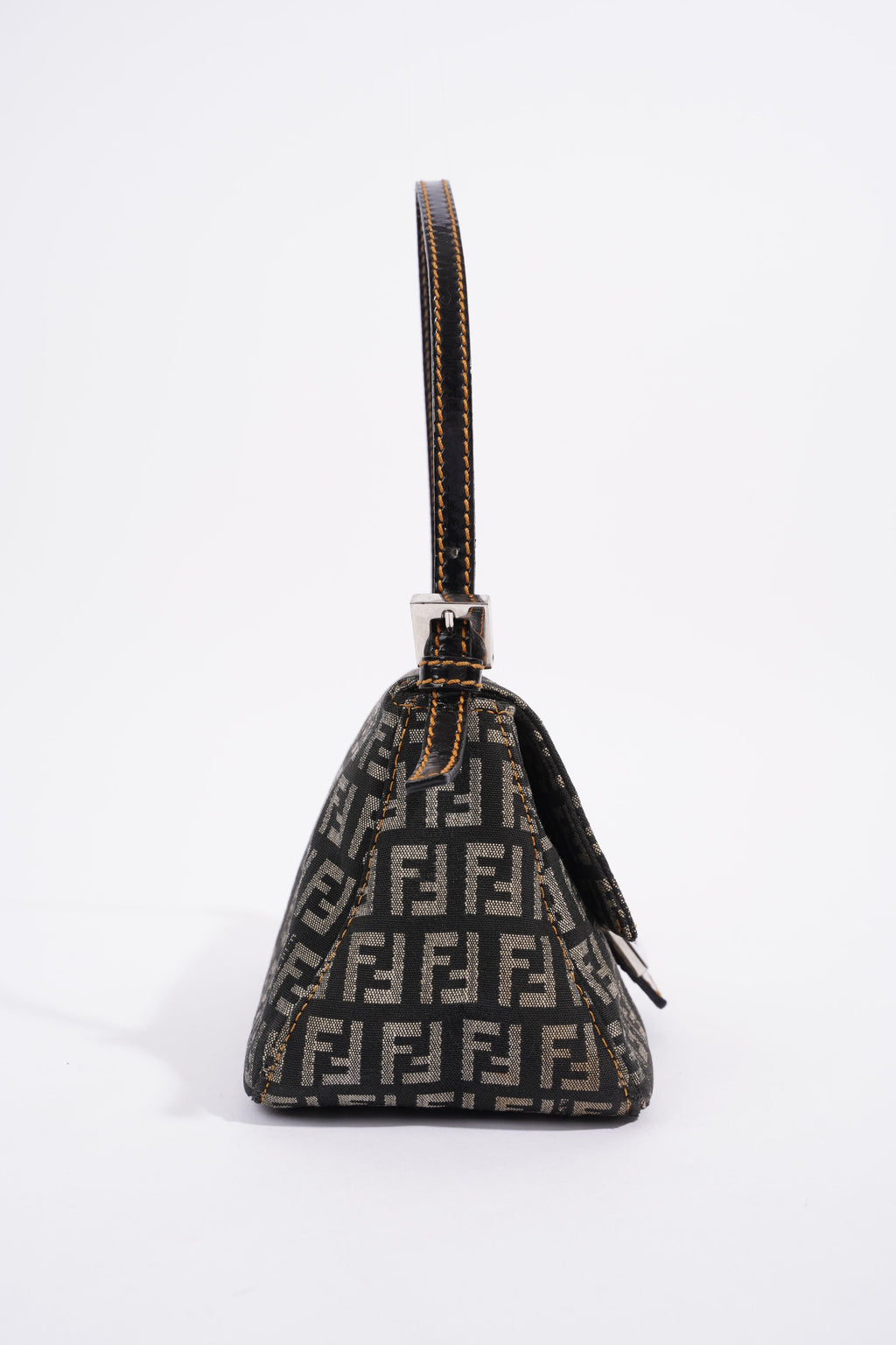 Fendi FF Monogram Baguette Black And Grey Canvas