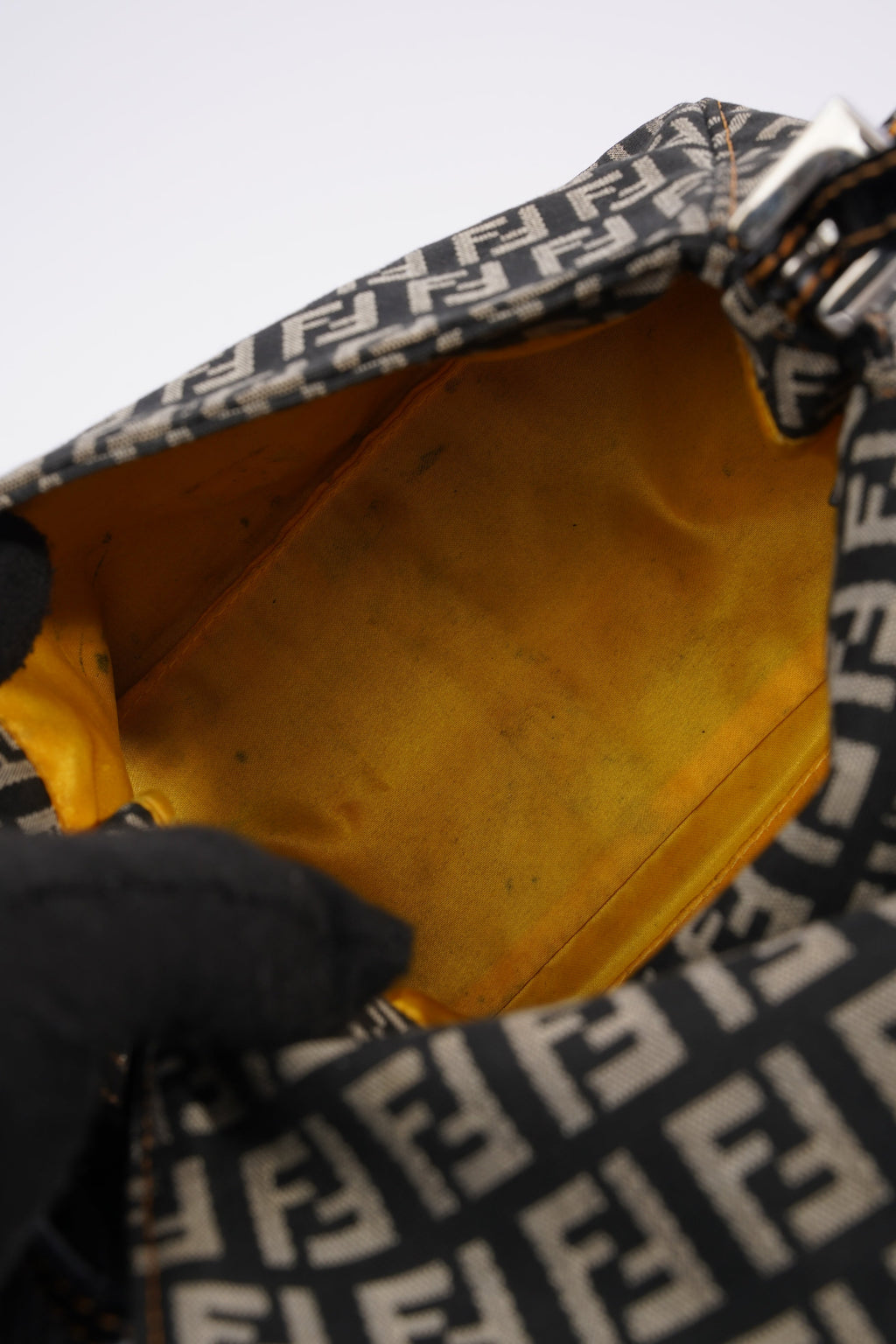 Fendi FF Monogram Baguette Black And Grey Canvas