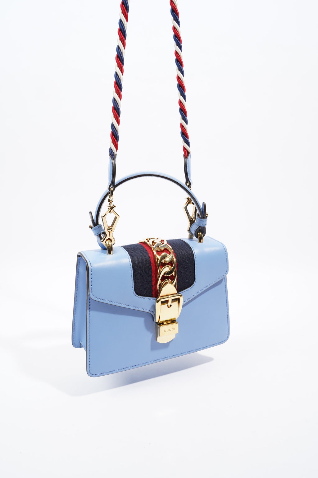 Gucci Sylvie Blue Leather Mini