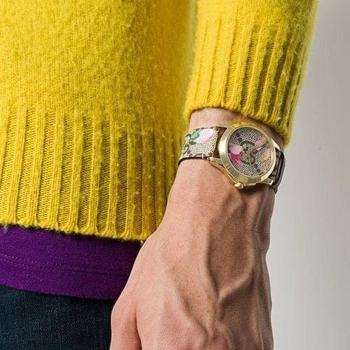 Gucci G-Timeless Ladies Pink Blooms Canvas Watch YA1264038A