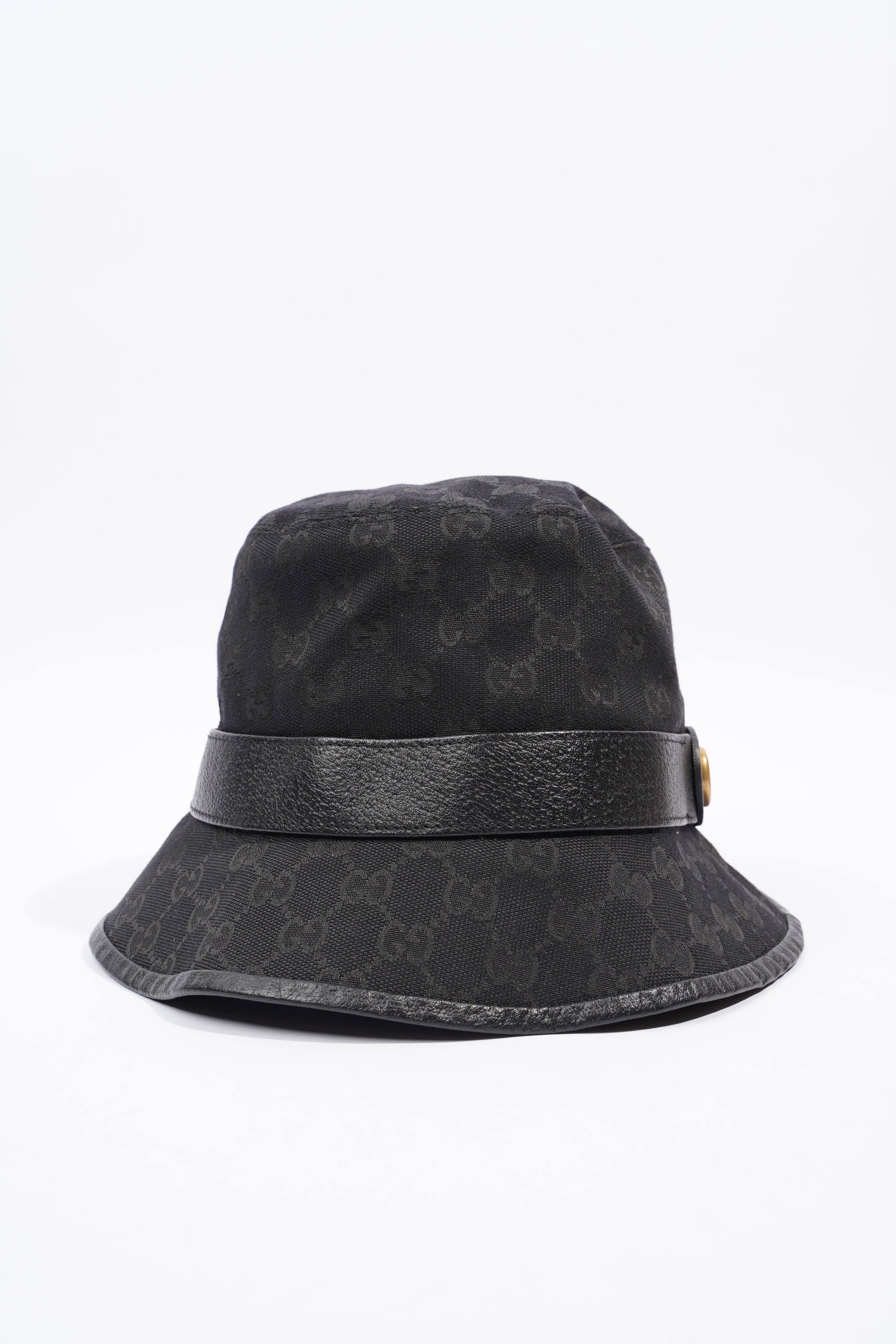 Gucci Monogram Bucket Hat Black Fabric M (58cm)