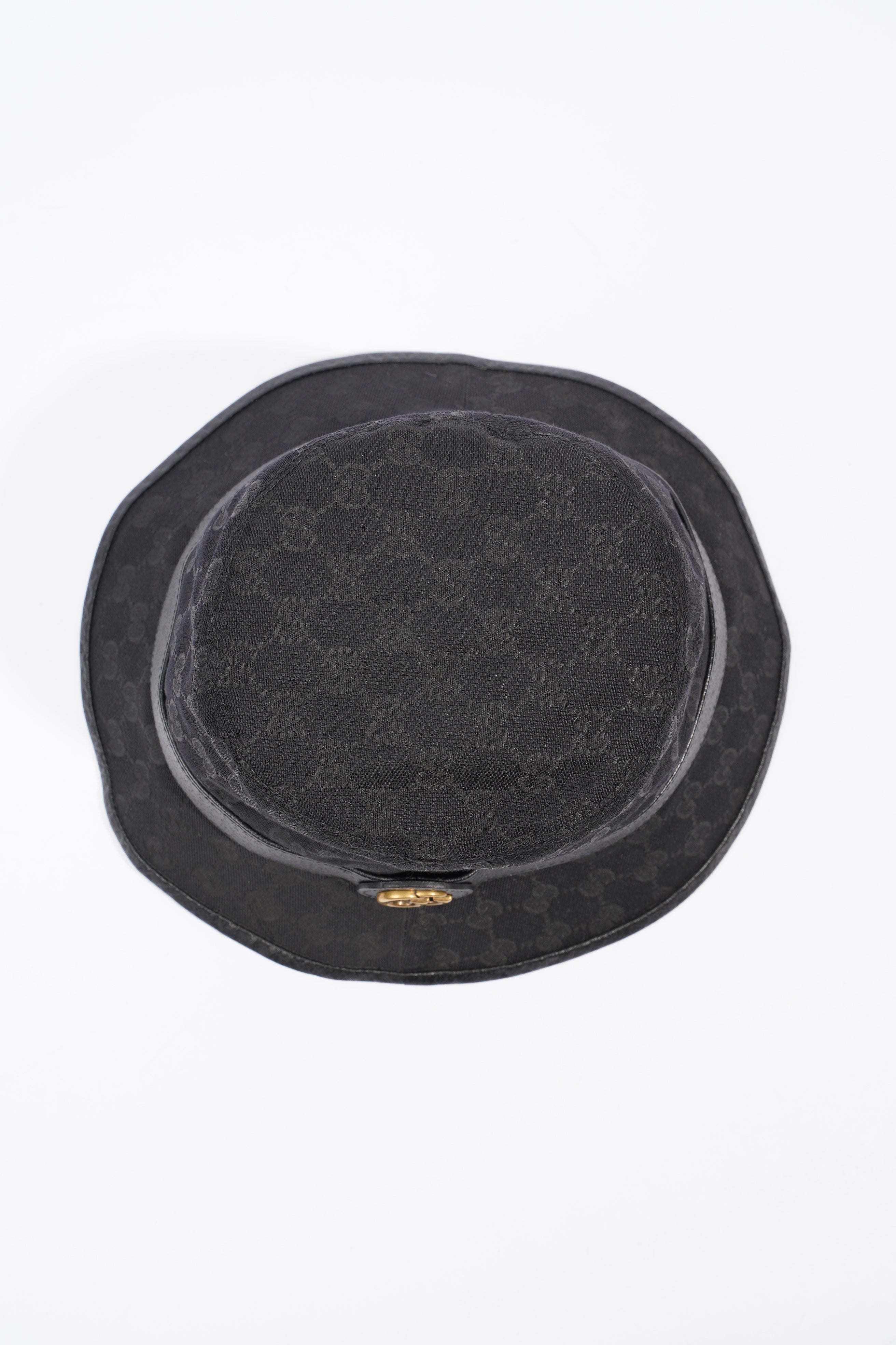 Gucci Monogram Bucket Hat Black Fabric M (58cm)