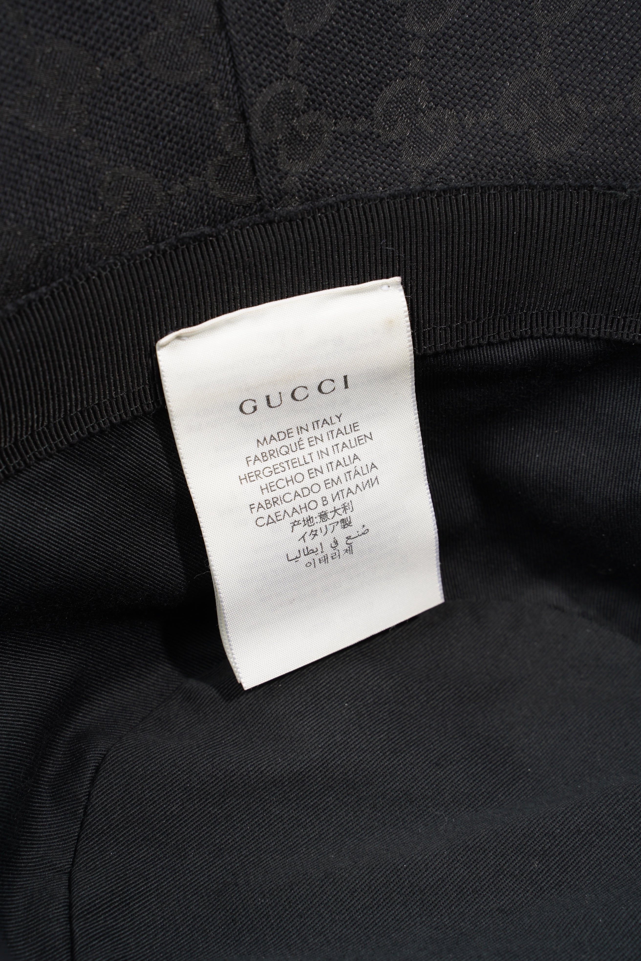 Gucci Monogram Bucket Hat Black Fabric M (58cm)