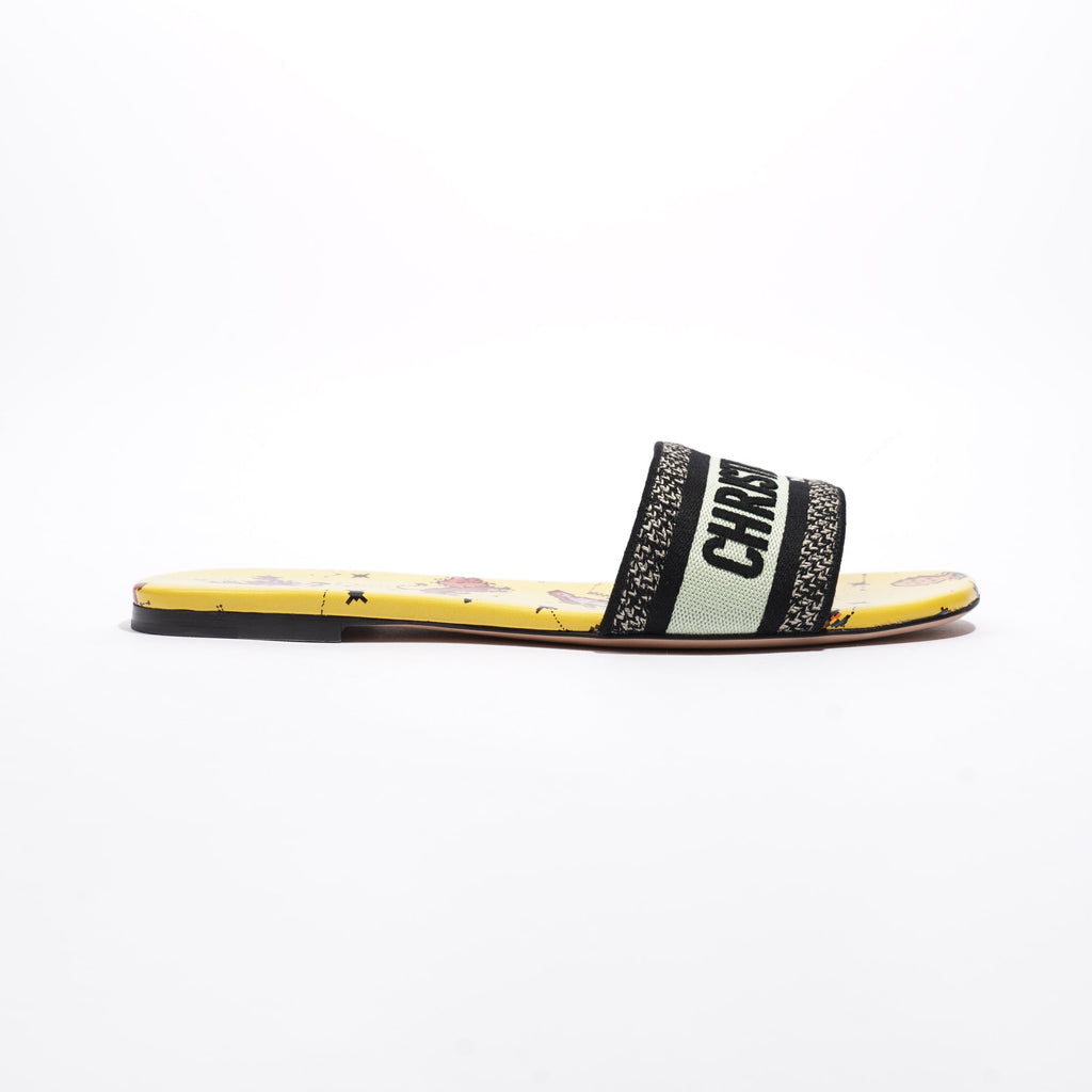 Christian Dior Dway Sandal Yellow / Black Canvas EU 42 UK 9