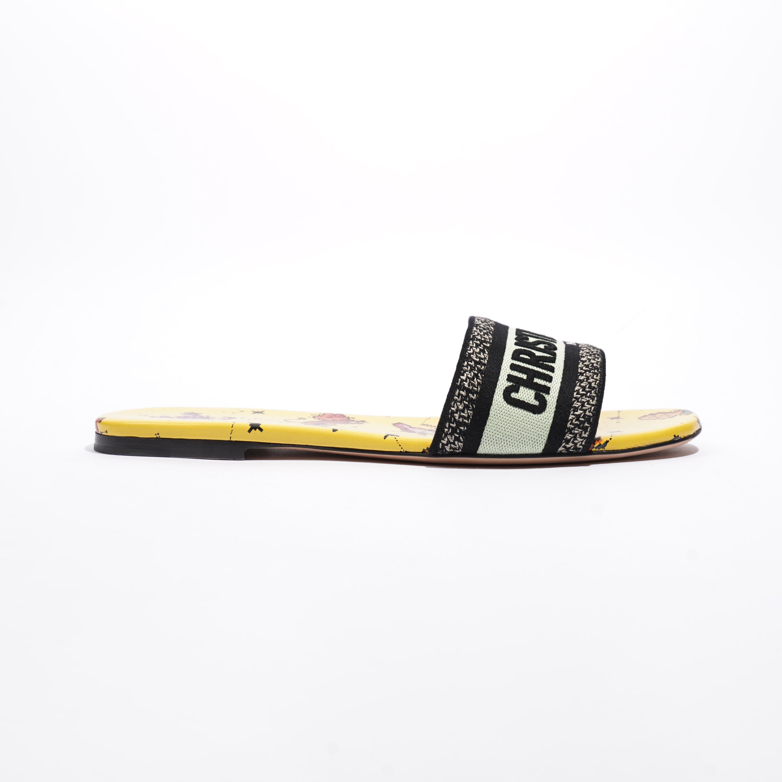 Christian Dior Dway Sandal Yellow / Black Canvas EU 42 UK 9