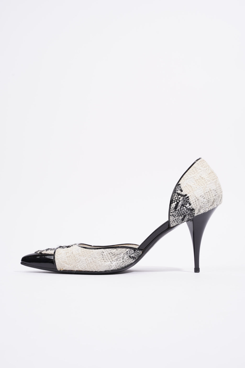 Chanel CC D'Orsay White / Black Tweed EU 38.5 UK 5.5