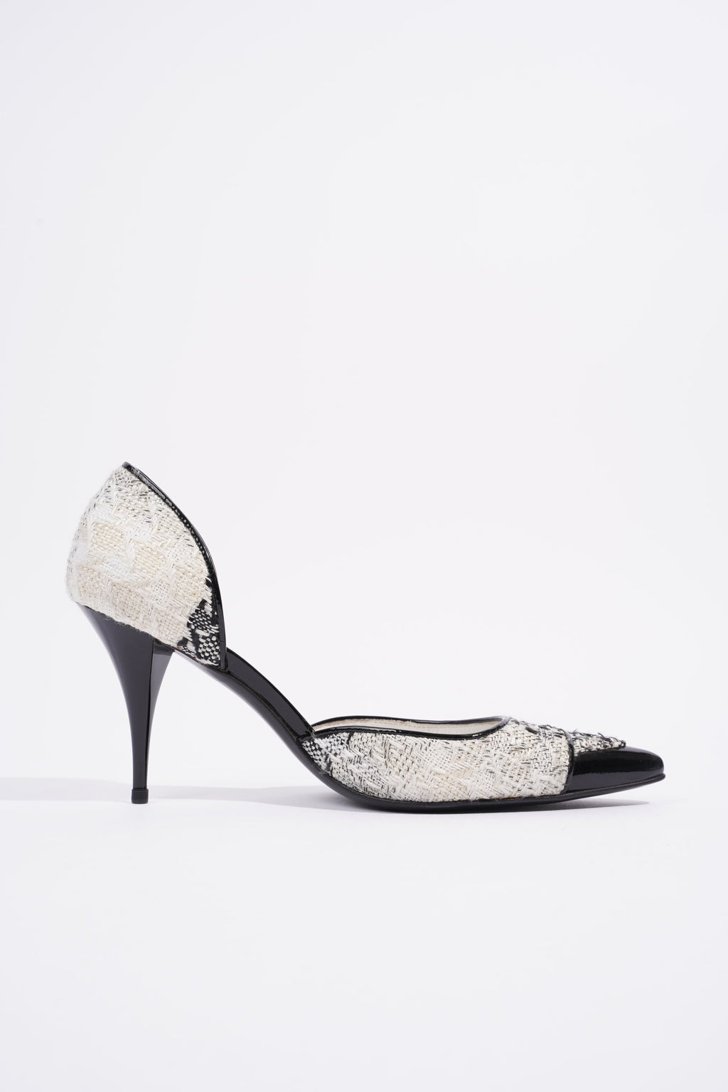 Chanel CC D'Orsay White / Black Tweed EU 38.5 UK 5.5
