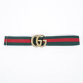 Gucci Elastic Torchon Double G Buckle Belt Red / Green Elastic 70cm 28"