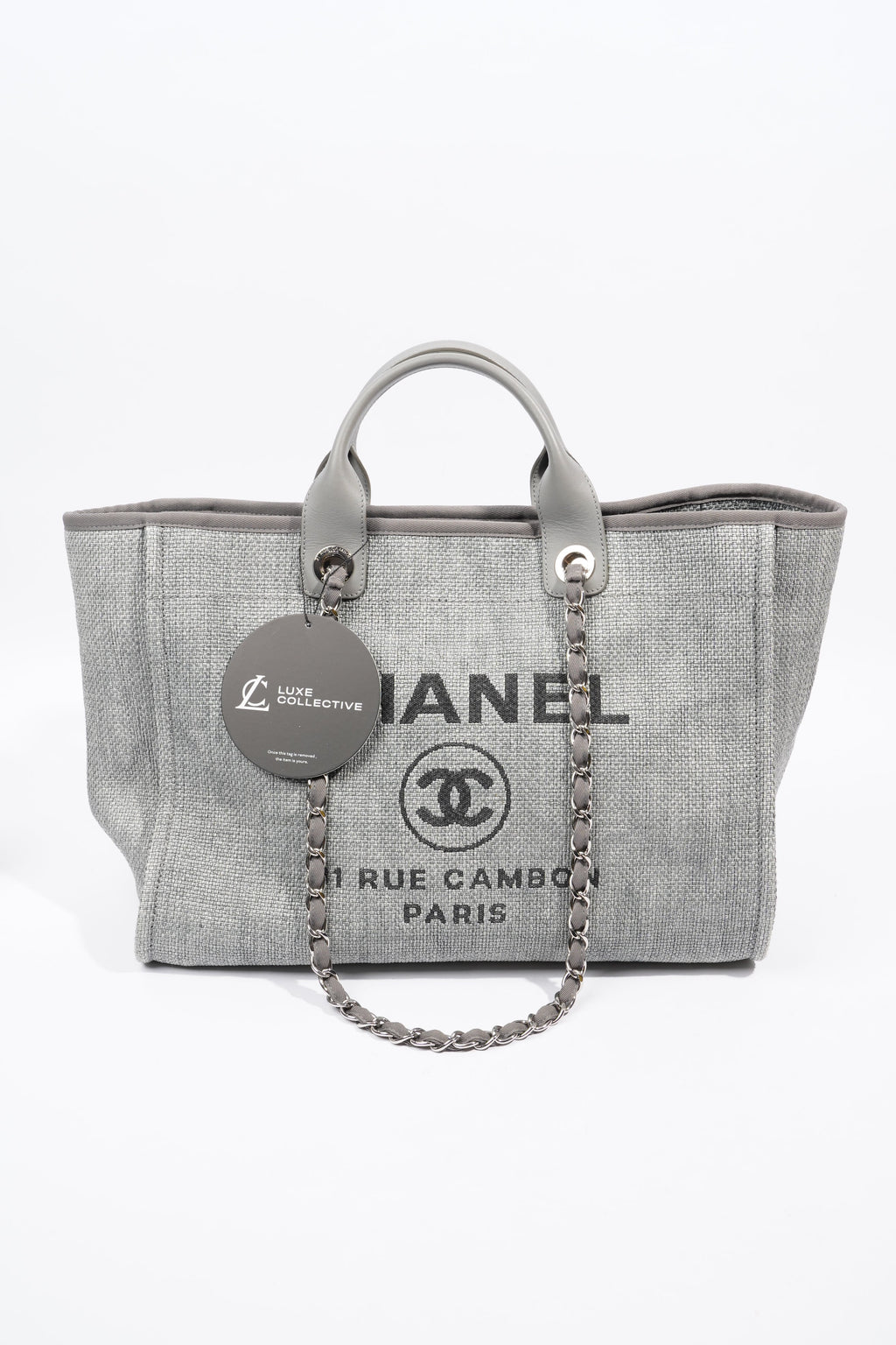 Chanel Deauville Bag Grey Canvas Small