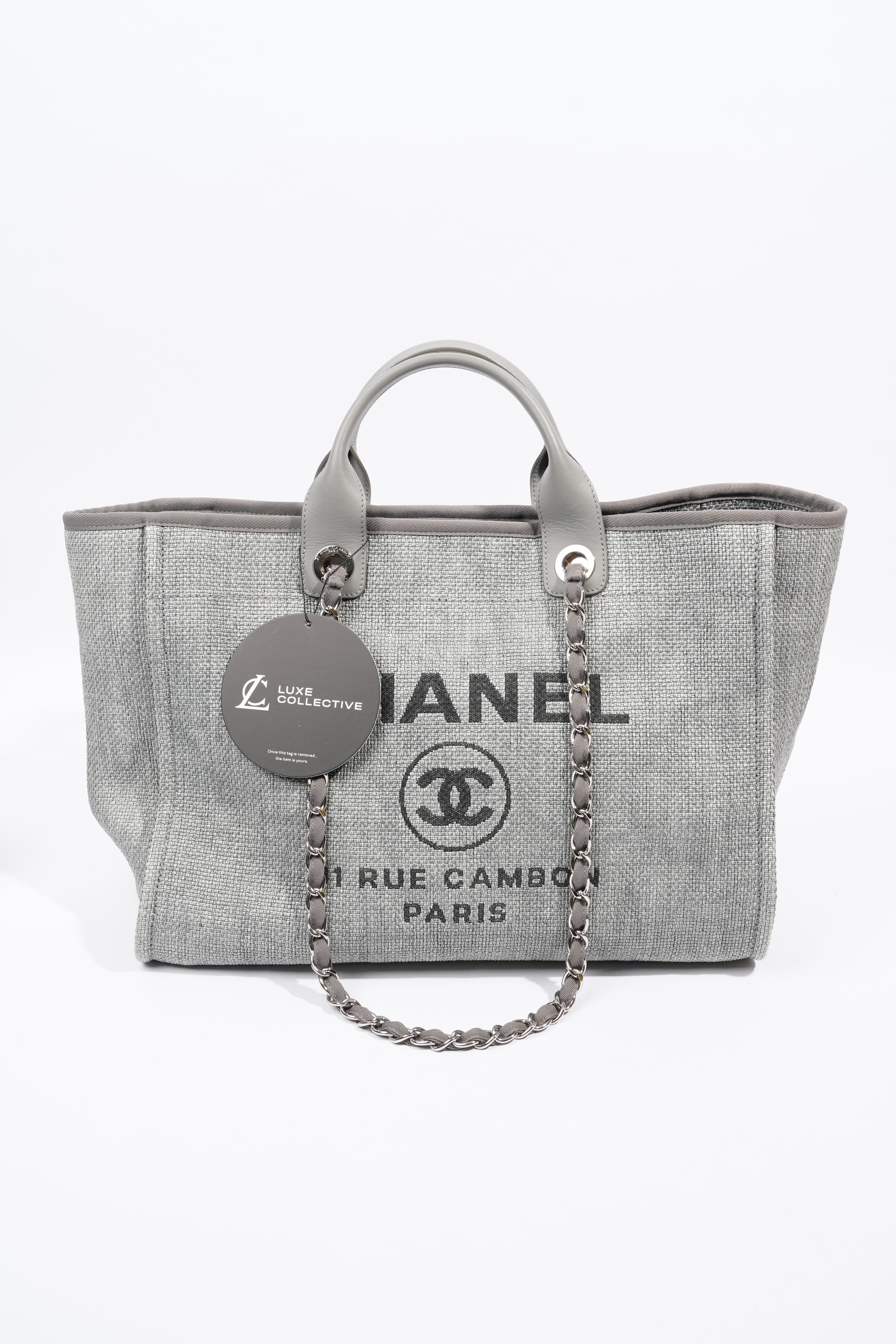 Chanel Deauville Bag Grey Canvas Small