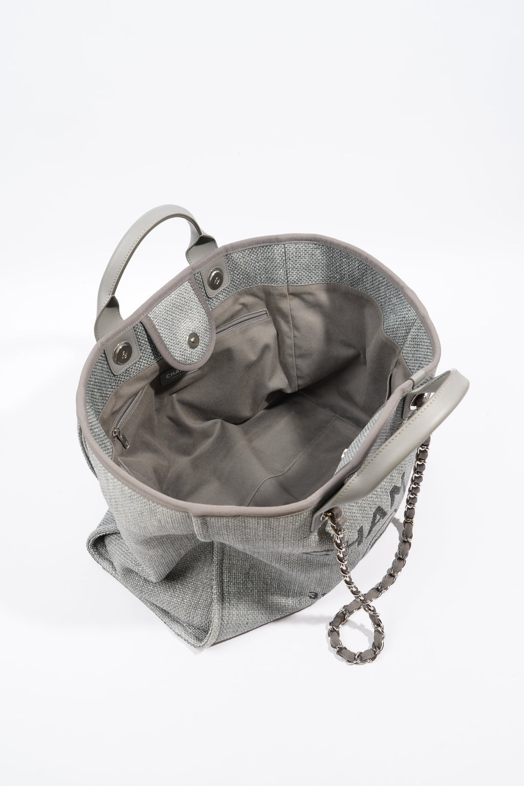 Chanel Deauville Bag Grey Canvas Small