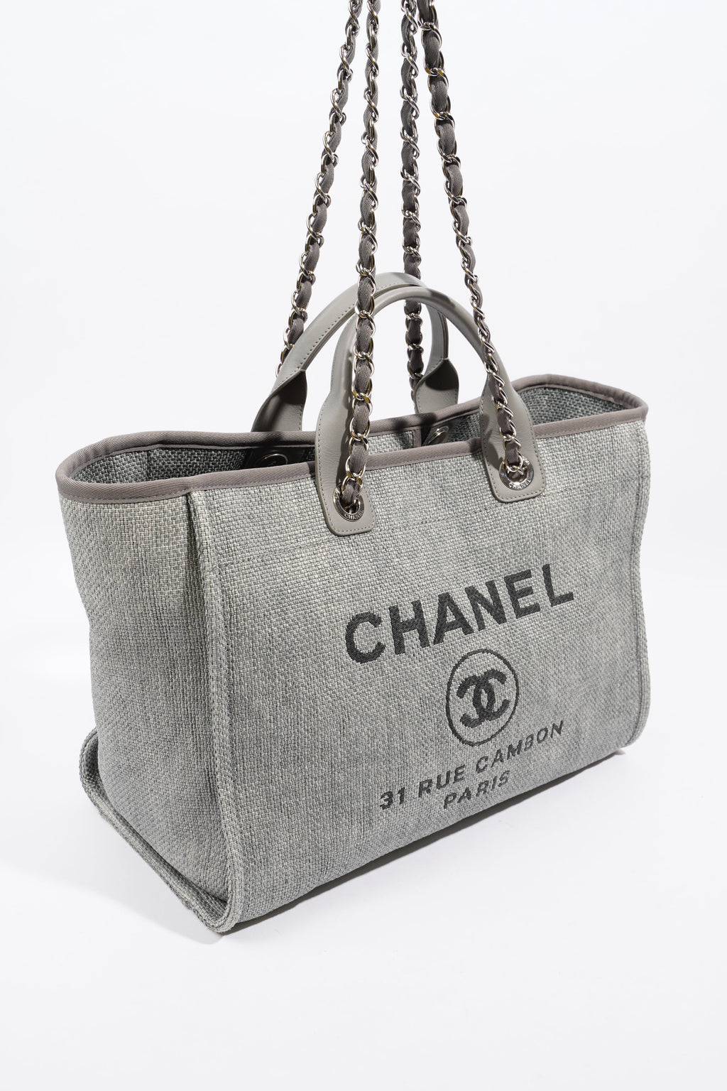 Chanel Deauville Bag Grey Canvas Small