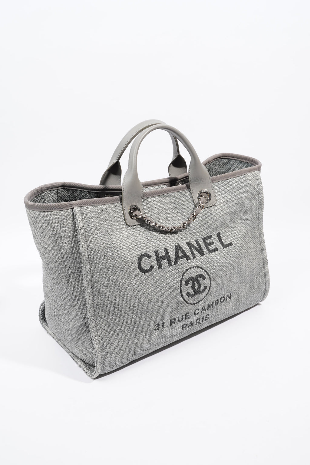 Chanel Deauville Bag Grey Canvas Small