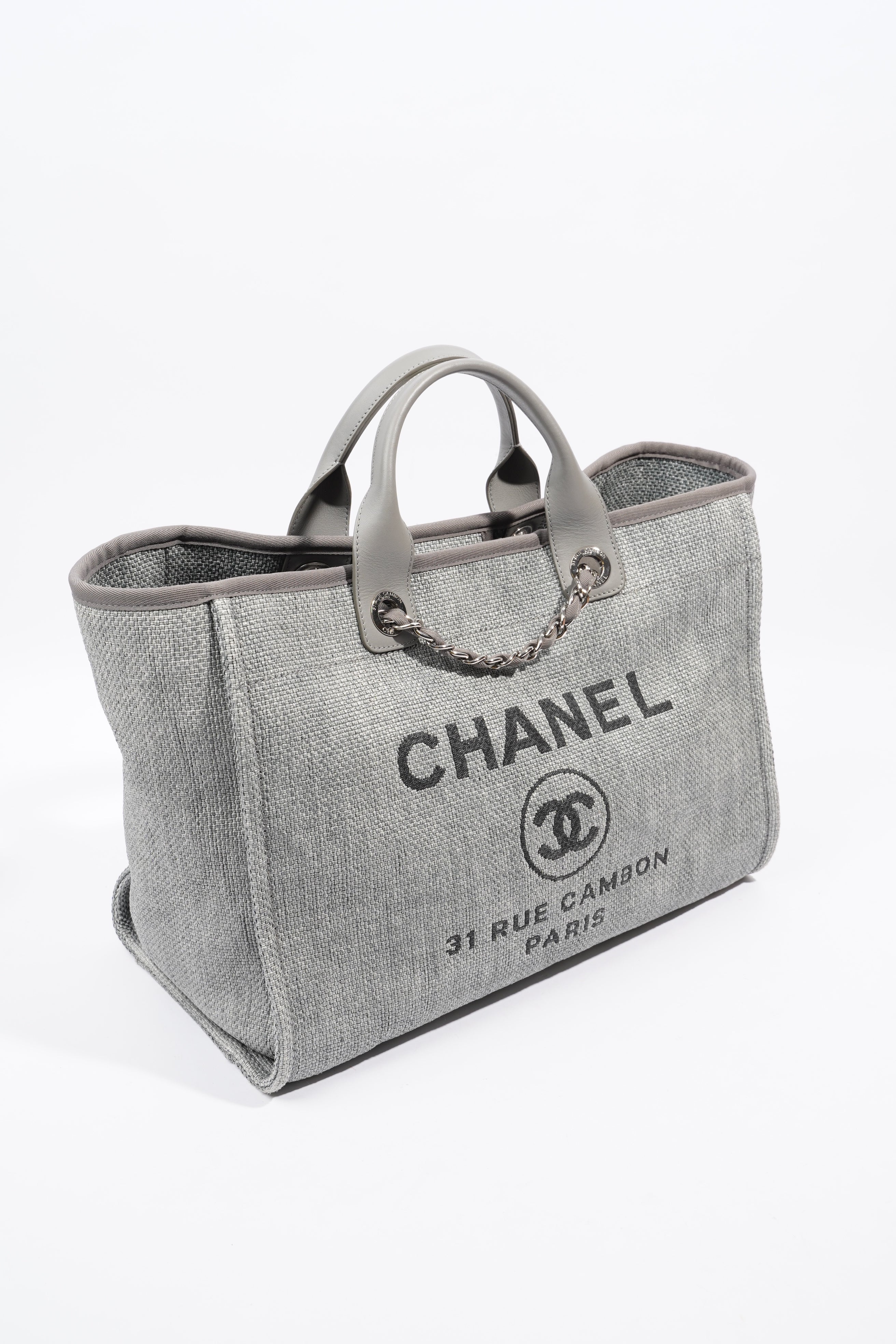 Chanel Deauville Bag Grey Canvas Small
