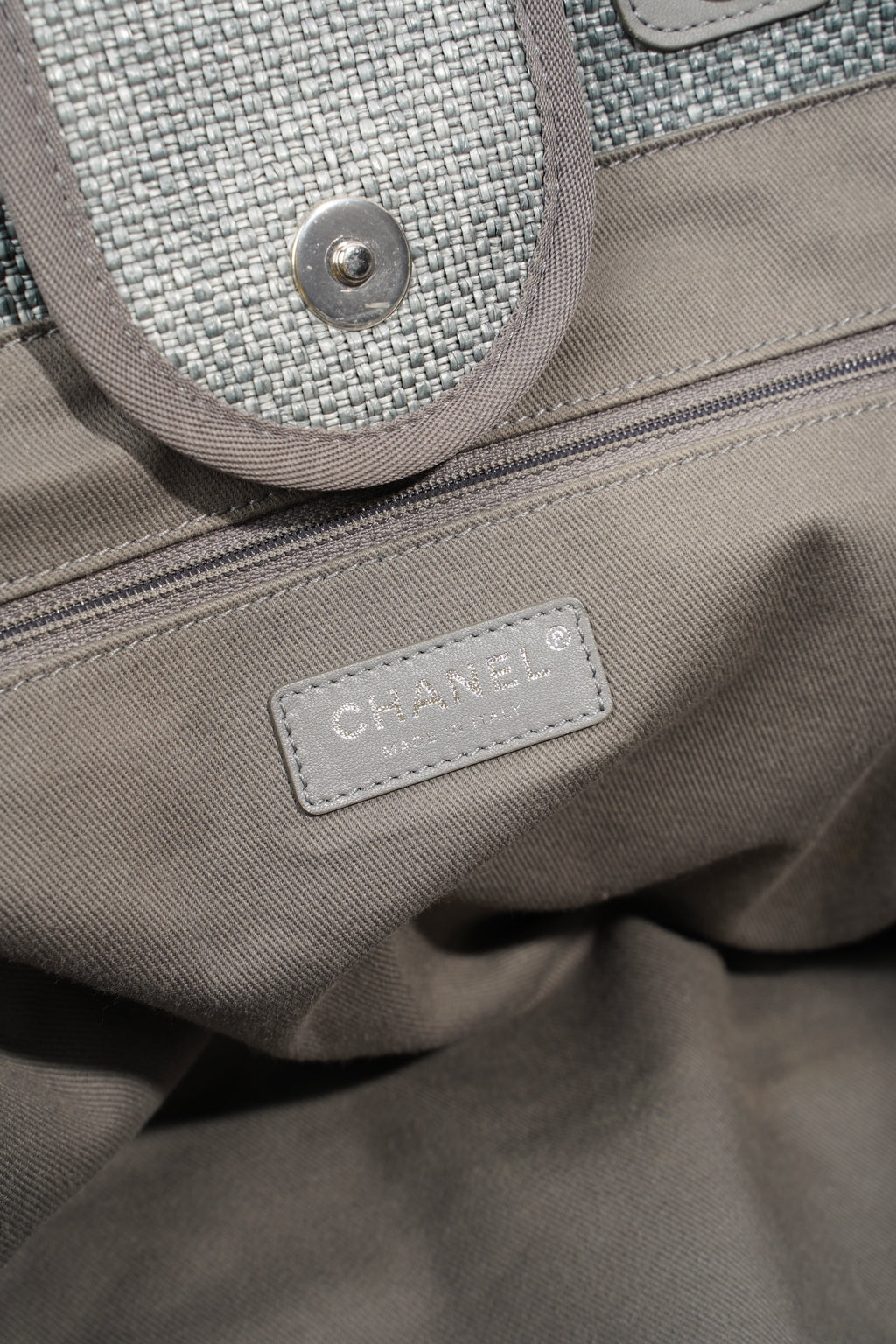 Chanel Deauville Bag Grey Canvas Small