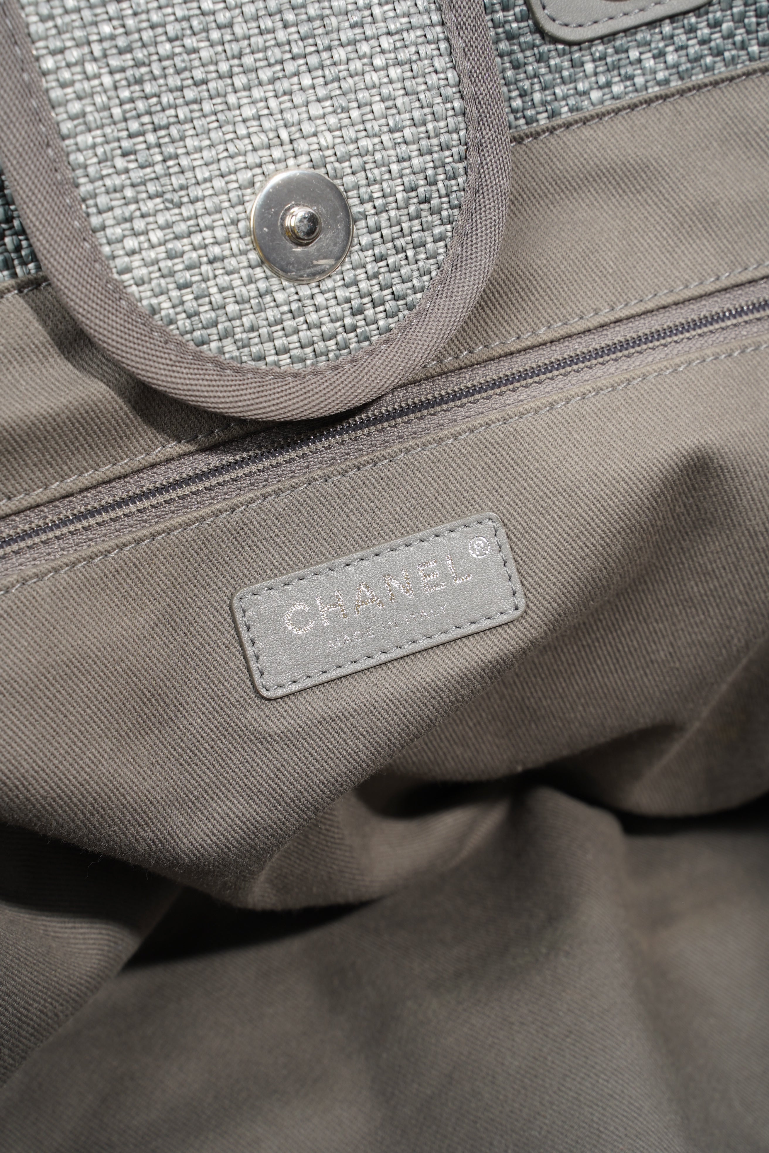 Chanel Deauville Bag Grey Canvas Small