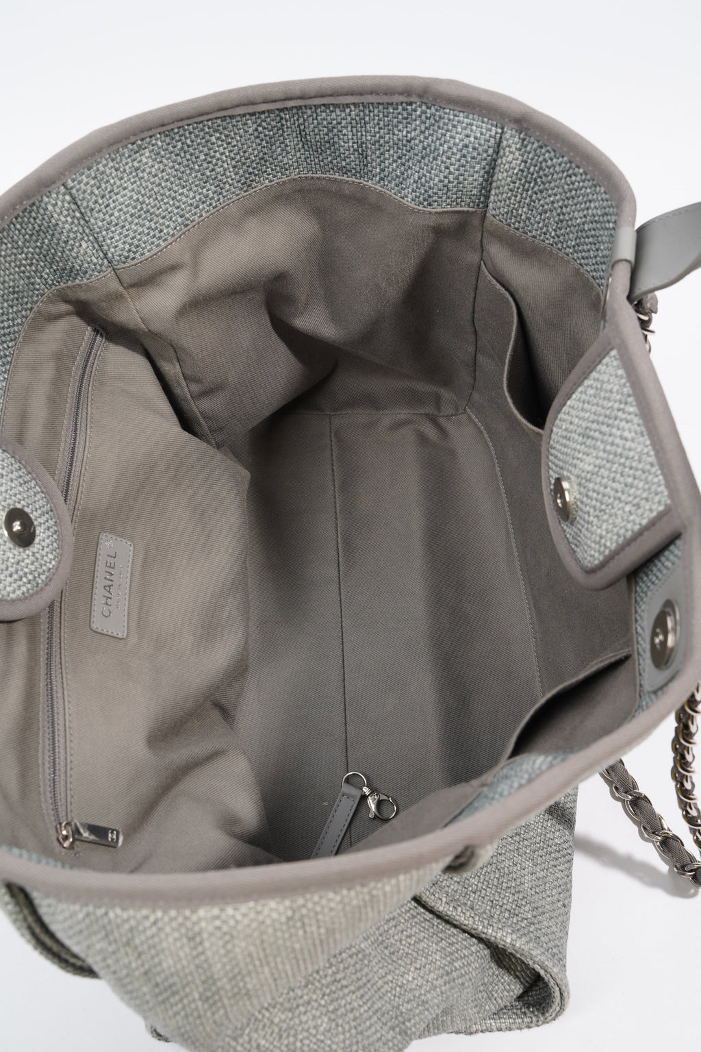 Chanel Deauville Bag Grey Canvas Small