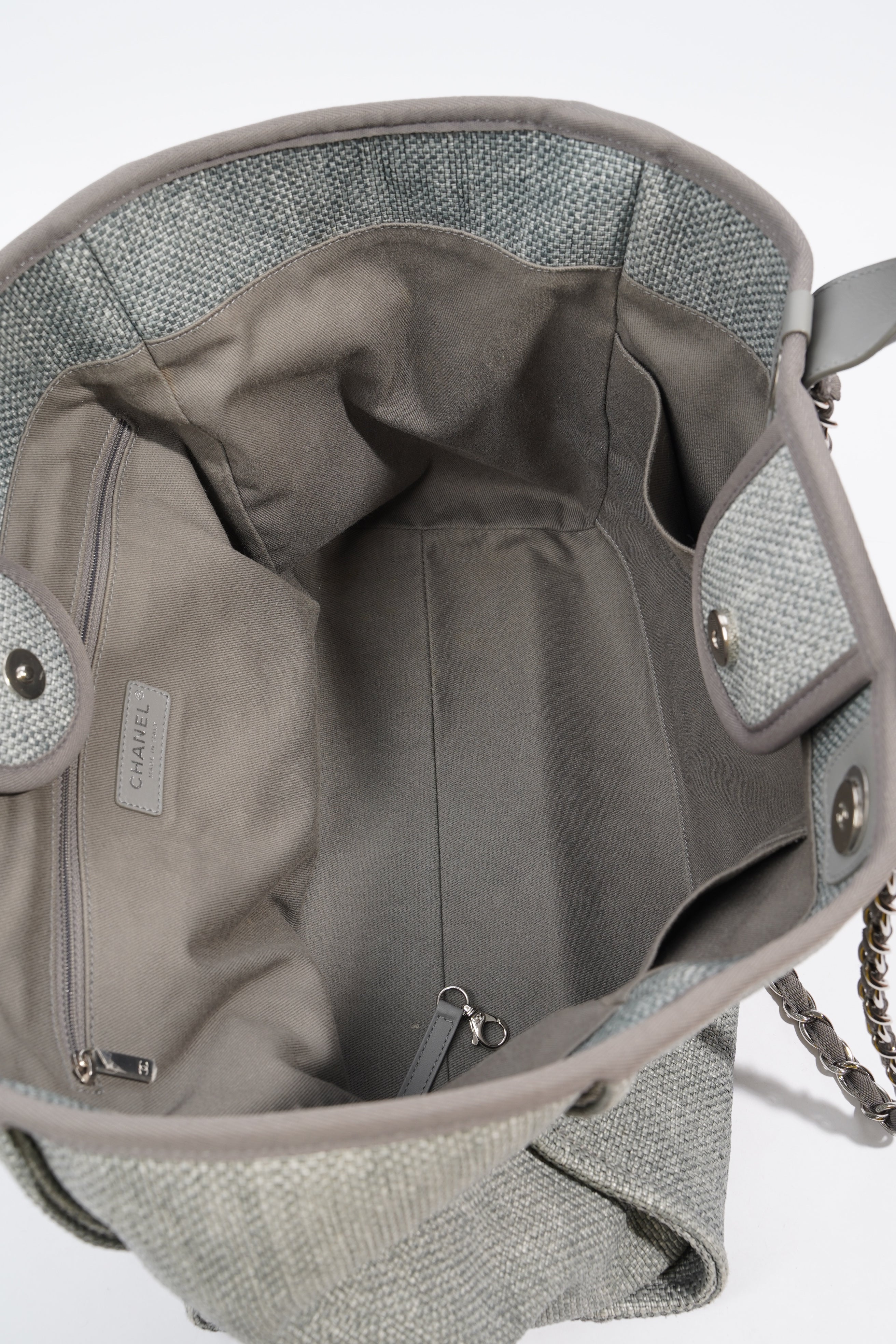 Chanel Deauville Bag Grey Canvas Small