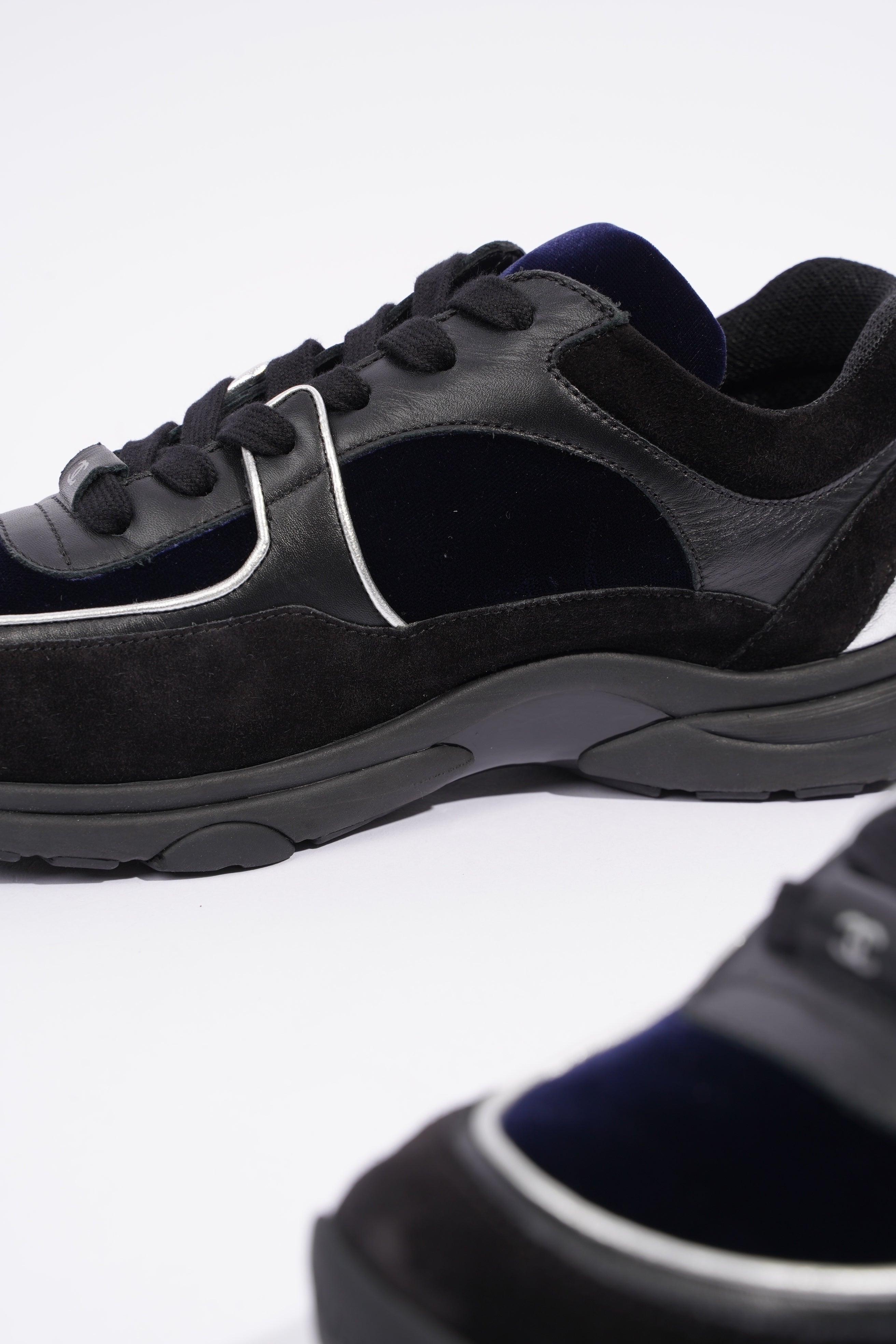 Chanel CC Logo Runner Black / Navy Velvet EU 38.5 UK 5.5