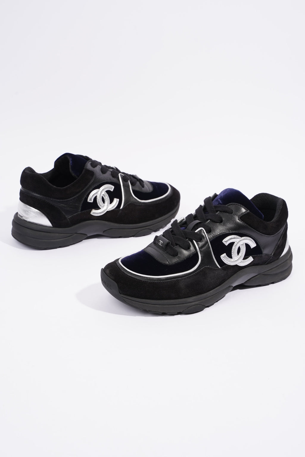 Chanel CC Logo Runner Black / Navy Velvet EU 38.5 UK 5.5
