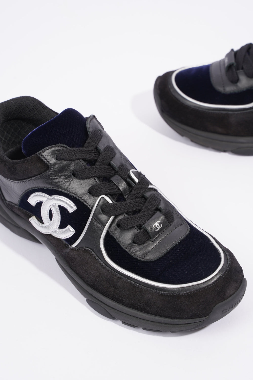 Chanel CC Logo Runner Black / Navy Velvet EU 38.5 UK 5.5