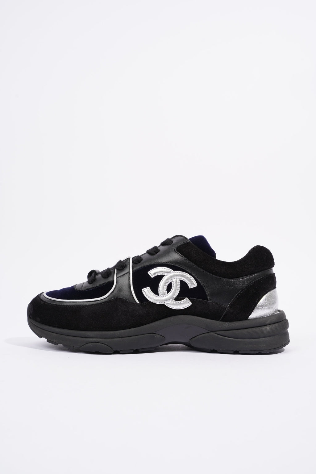 Chanel CC Logo Runner Black / Navy Velvet EU 38.5 UK 5.5