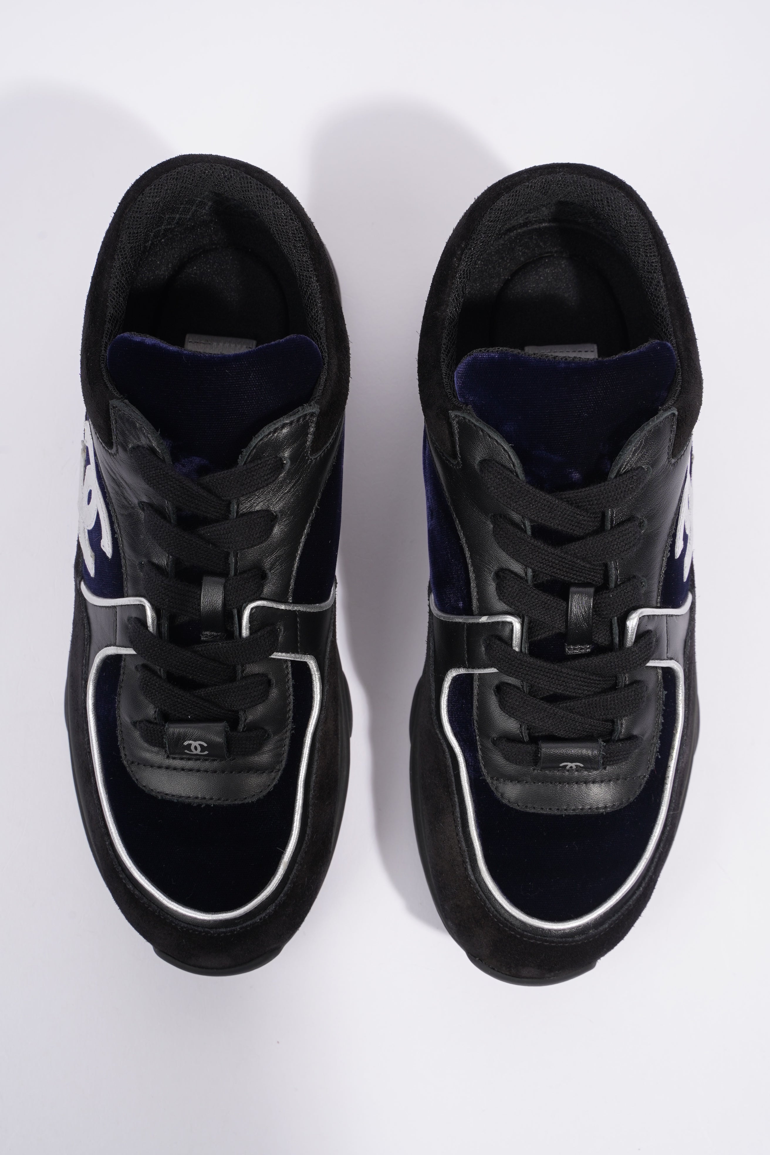 Chanel CC Logo Runner Black / Navy Velvet EU 38.5 UK 5.5