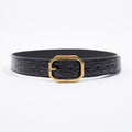 Saint Laurent Belt Black Embossed Leather 80cm 32"