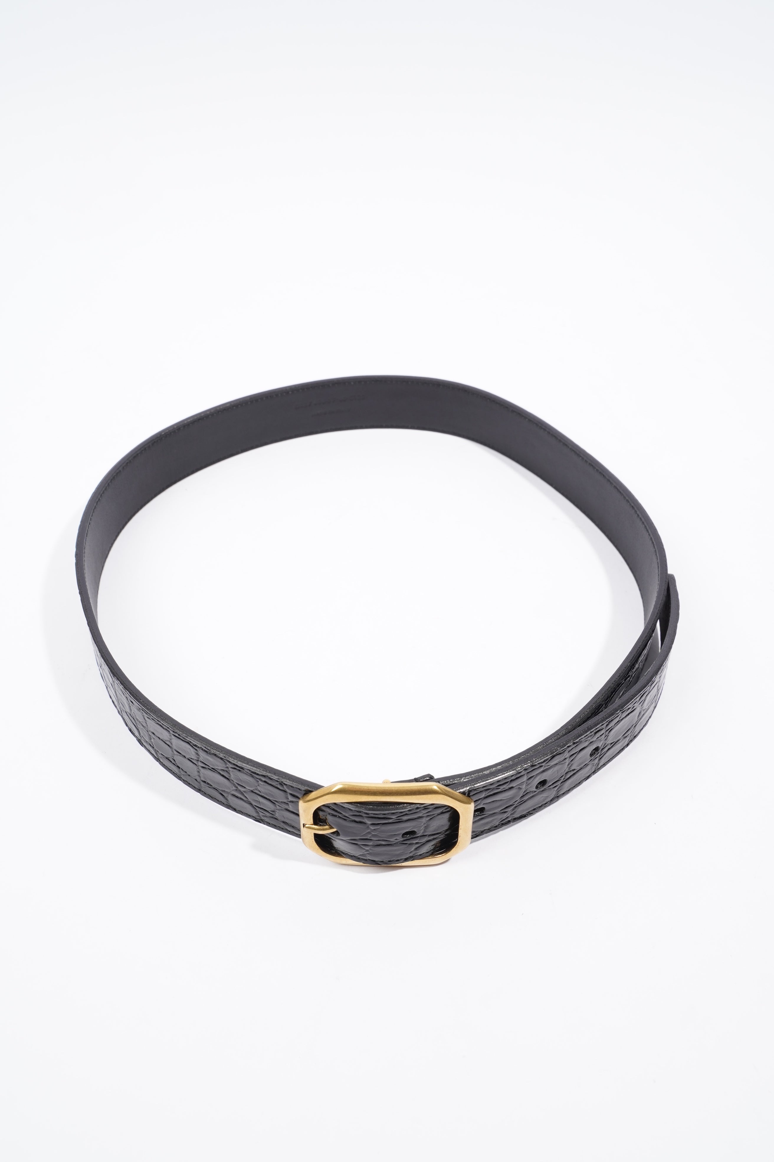Saint Laurent Belt Black Embossed Leather 80cm 32"
