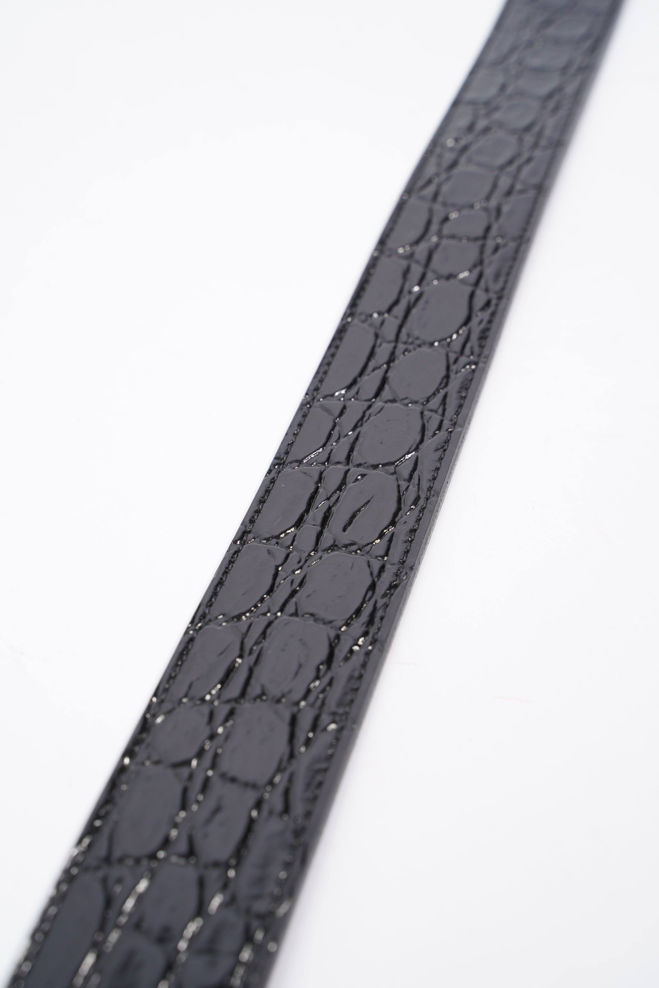 Saint Laurent Belt Black Embossed Leather 80cm 32"