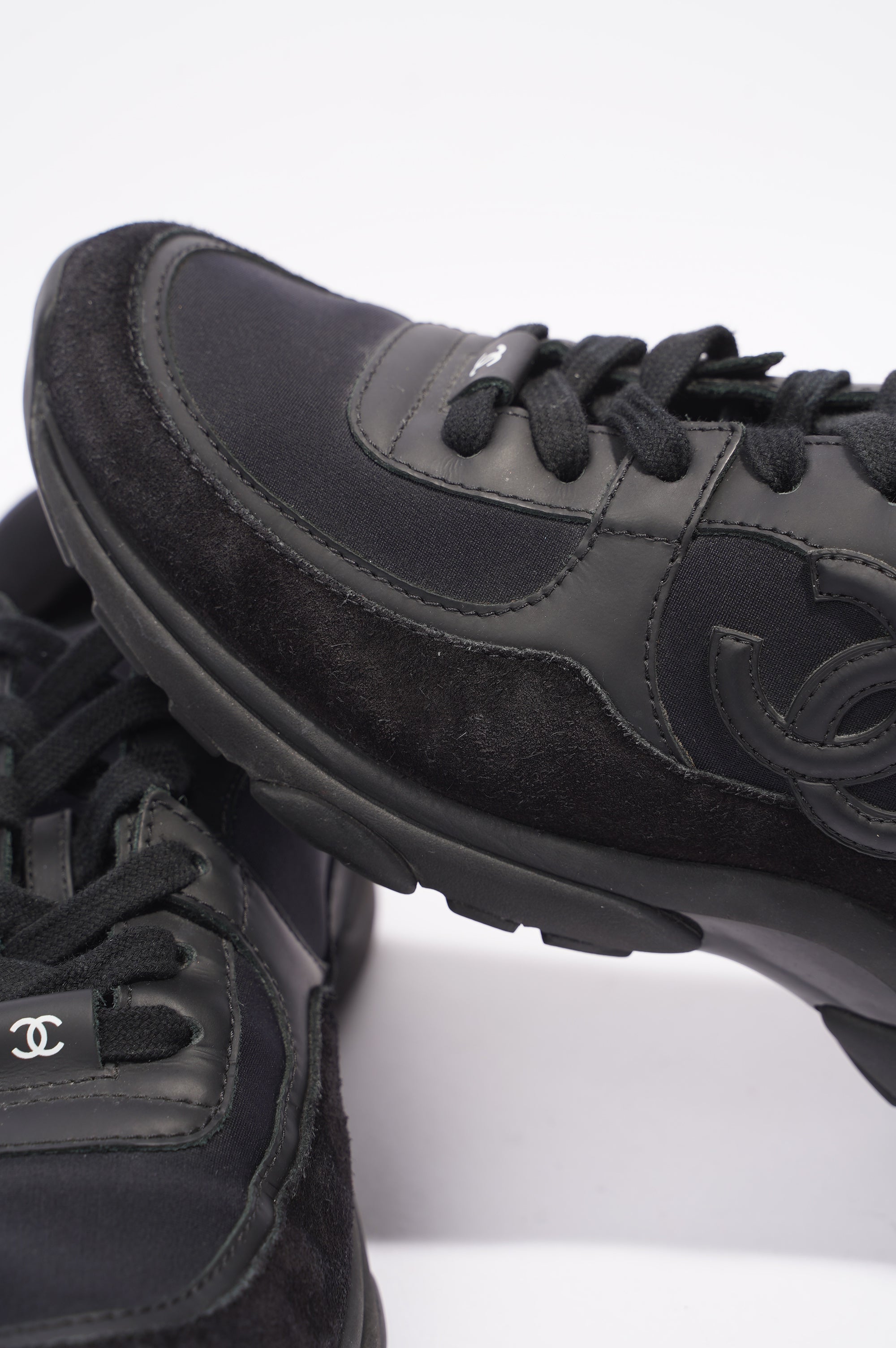Chanel CC Logo Black Suede EU 37 UK 4