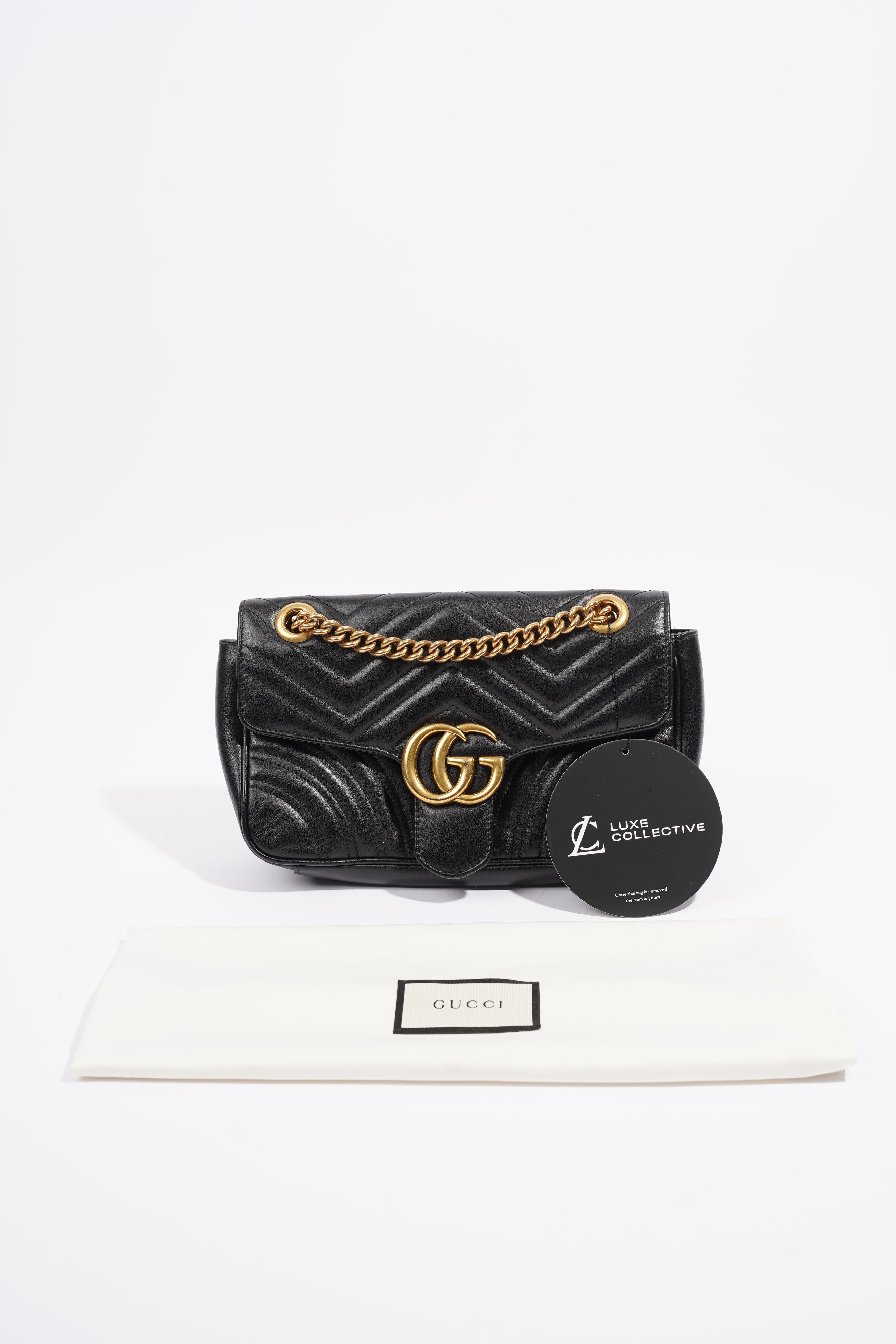 Gucci Marmont Flap Black Matelasse Leather Small